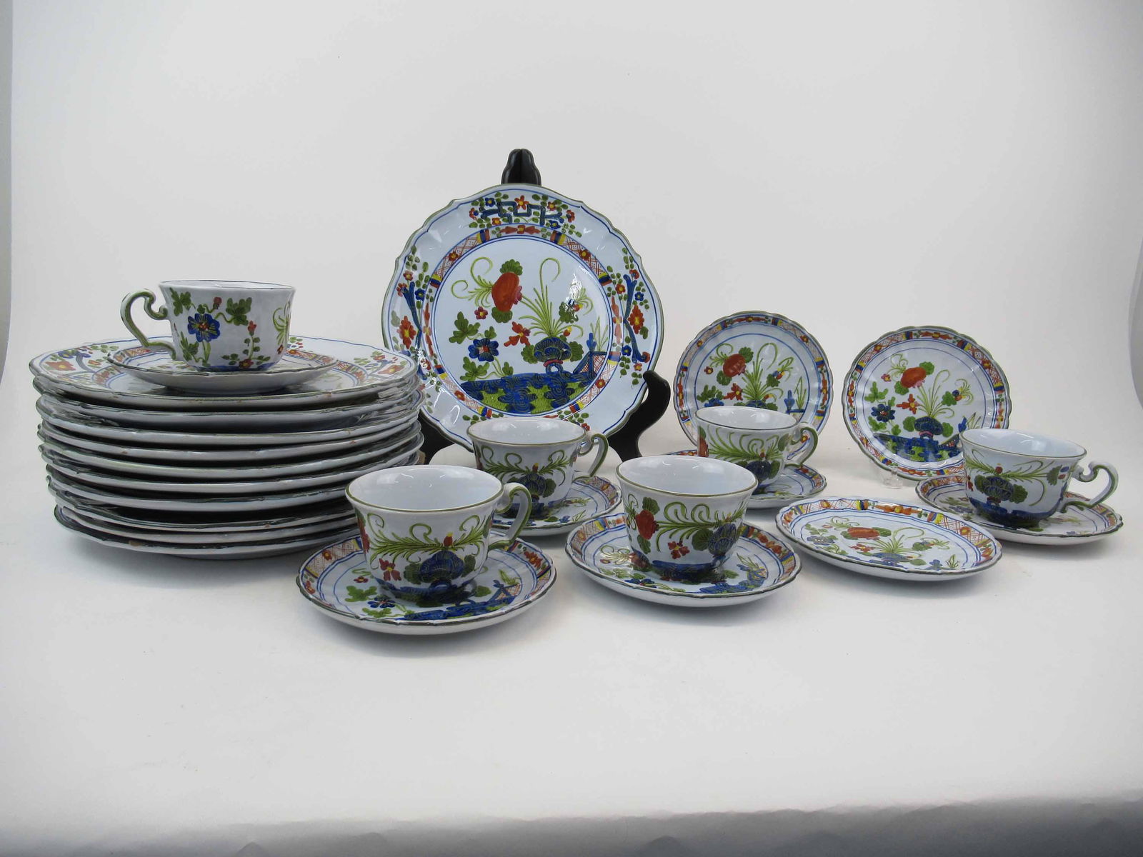 Set Of Garofano Faiance Blue Carnation Pottery (1 of 12)