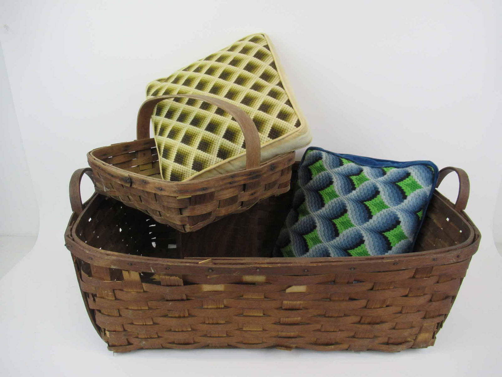 Large Double Handled Woven Splint Basket (1 of 10)