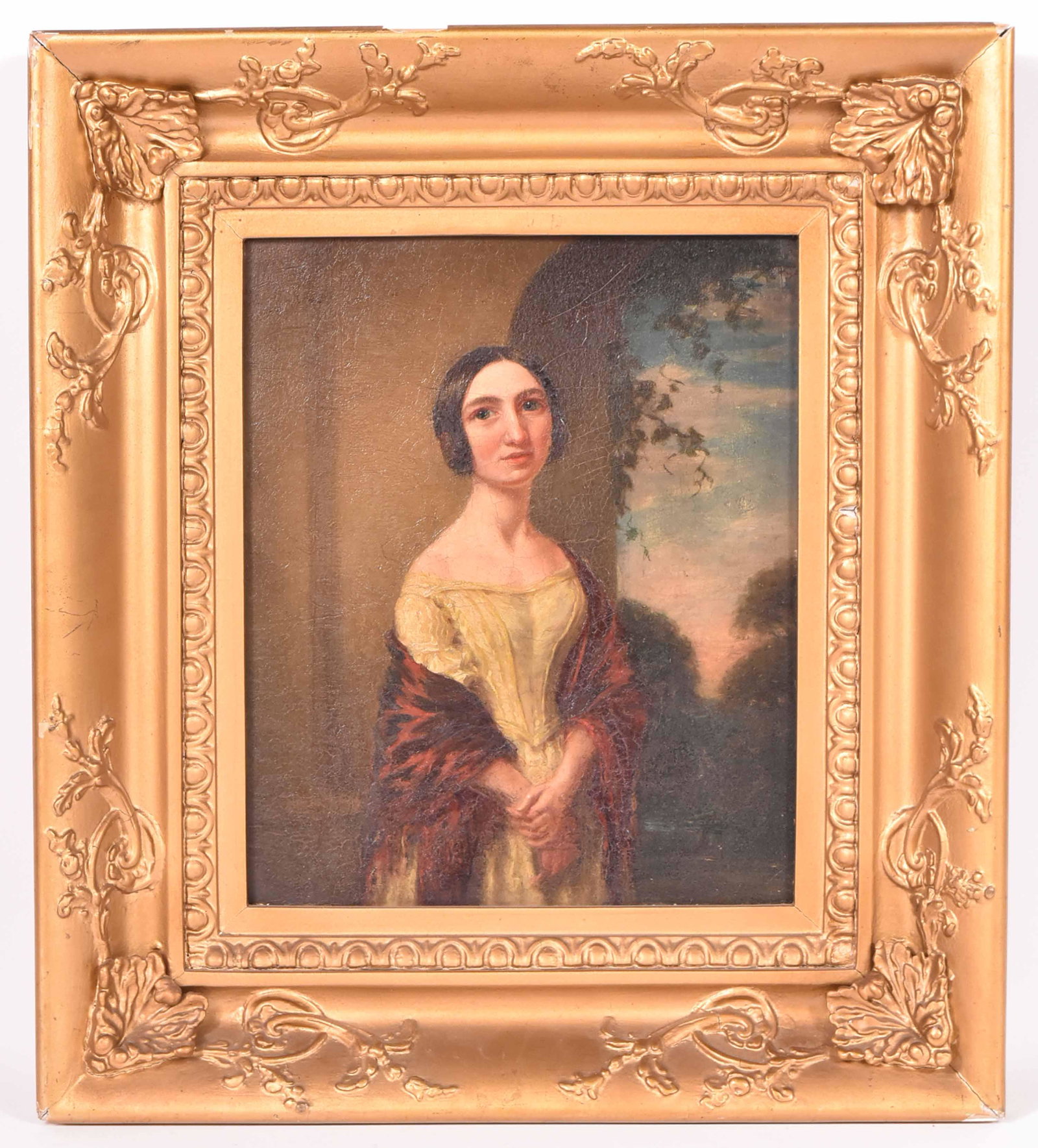 Oil on Board Portrait of a Young Girl: Appears unsigned. Label verso reads "John Mathieson & Co. 20 Frederick Street Edinburgh. Size: 12"h x 10"w