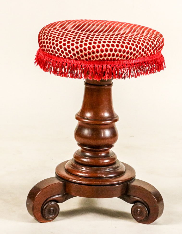 Empire Mahogany Adjustable Piano Stool: Wear. 20-1/2"h