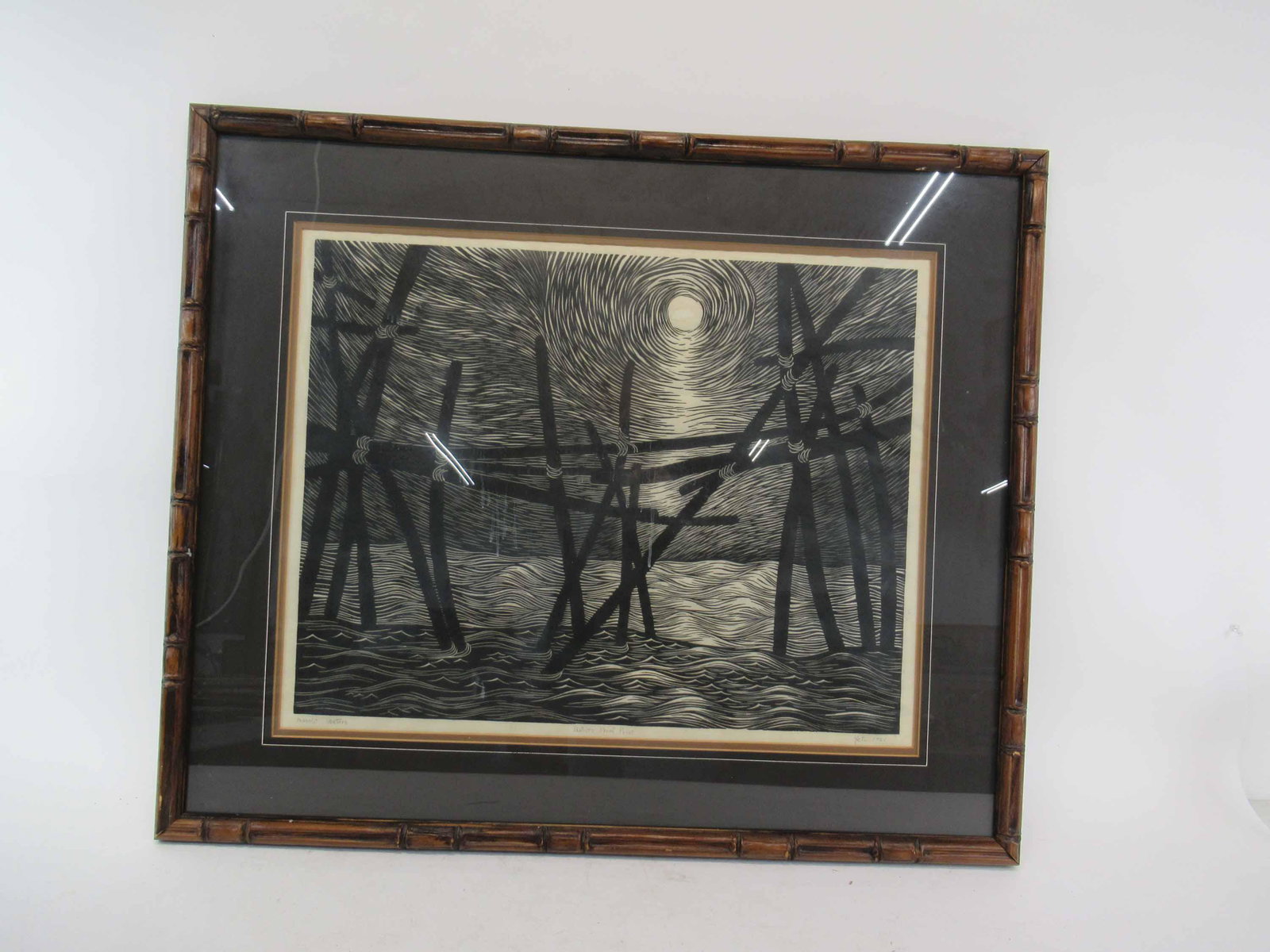 Moonlit Waters Artist Proof Print 1961: Moonlit Waters Artist Proof Print 1961 signed Geta. Used condition, wear, worn, stains. 31" wide x 26" tall