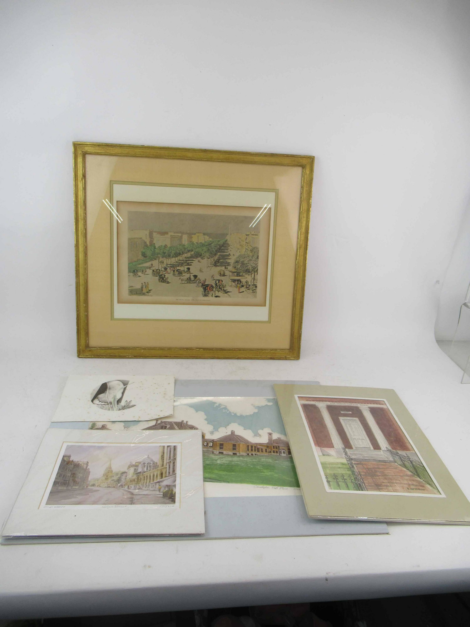 Print of The Prado, Havana, Cuba: Print of The Prado, Havana, Cuba. Together with four assorted other prints. Used condition, wear, worn. Framed size of The Prado 21" tall x 23 1/4"