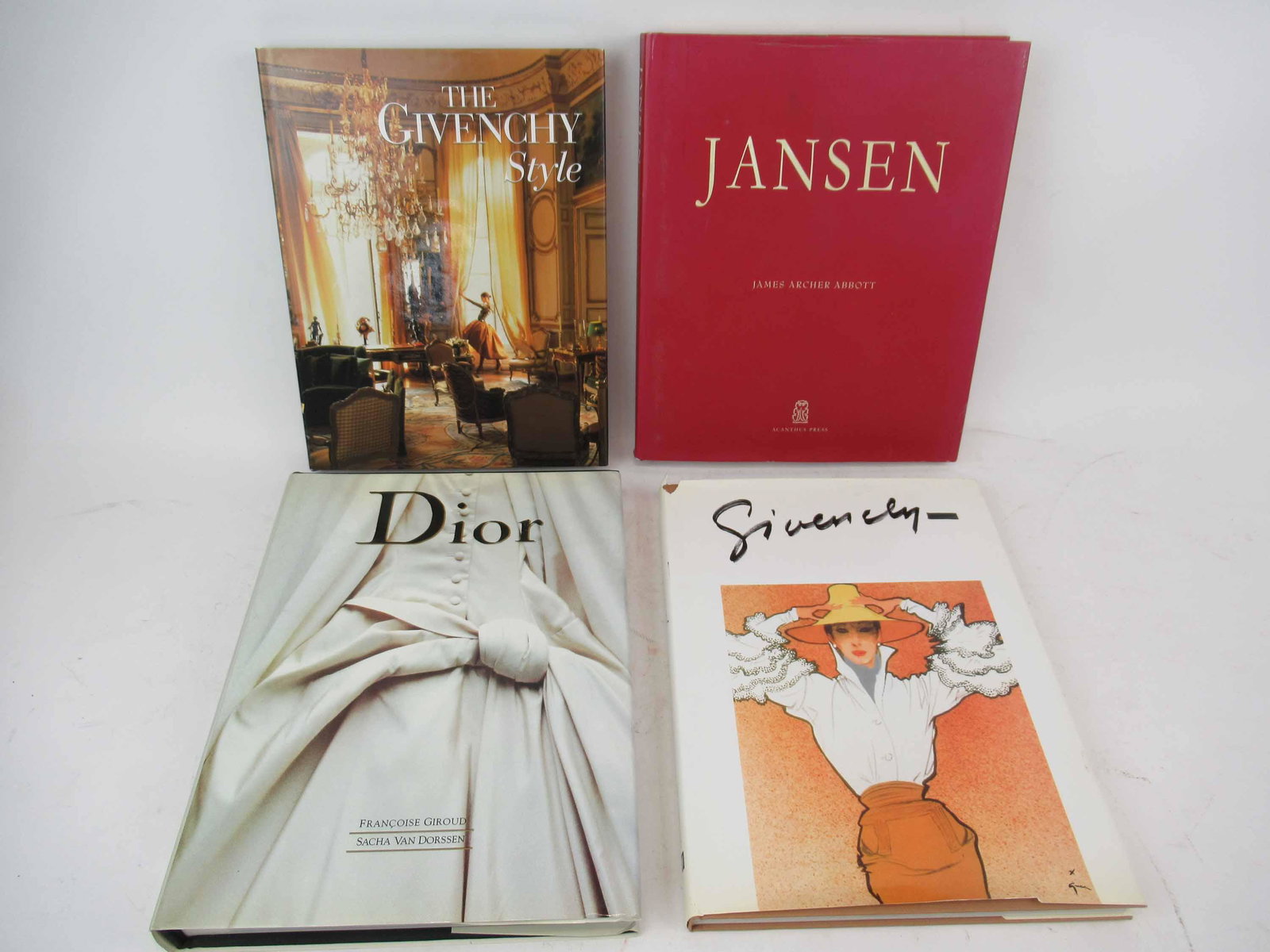 Two Givenchy Fashion Books: Two Givenchy Fashion Books. The Givenchy Style text by Francoise Mohrt 1998 with inscription by and signed Hubert. Givenchy 40 Ans De Creation, Inscribed by artist with signature of Hubert Givenchy, i