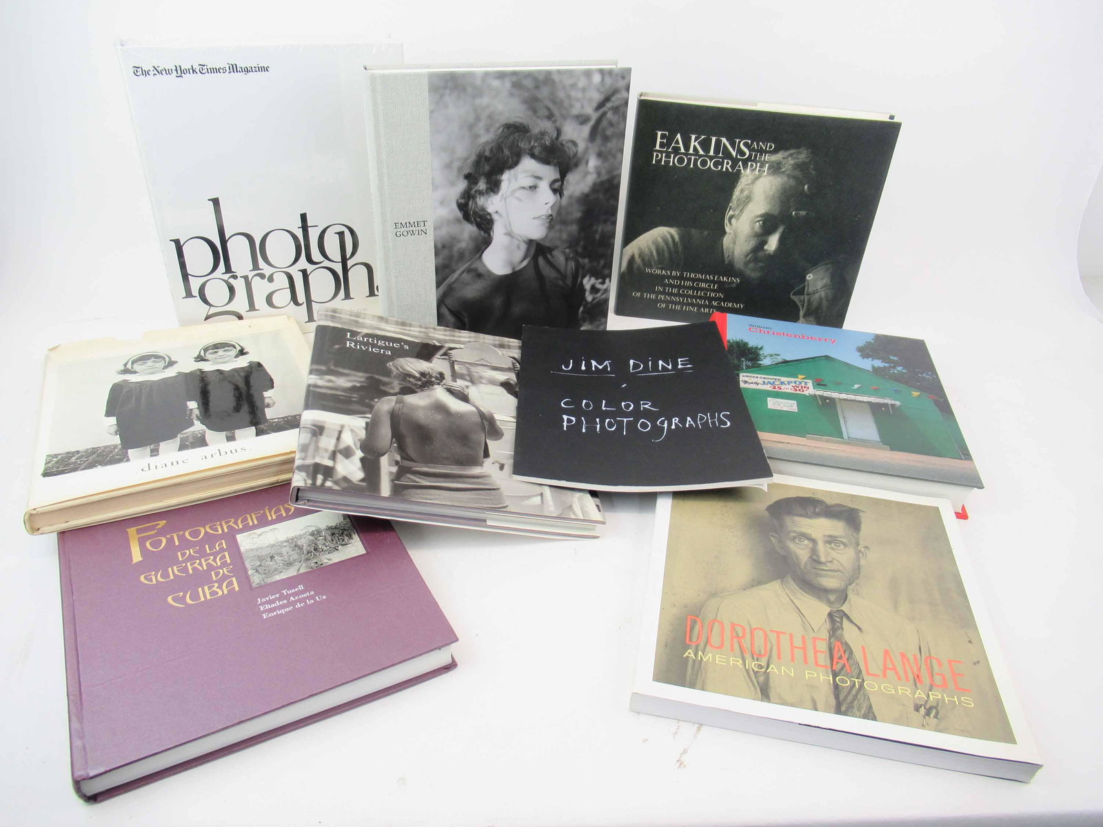 Group of Assorted Photographic Books: Group of Assorted Photographic Books. Including Eakins and the Photograph, Lartigue's Riviera, Diane Airbus, Emmet Gowin, William Christenberry, New York Times, Jim Dine, American photographs by Dorot