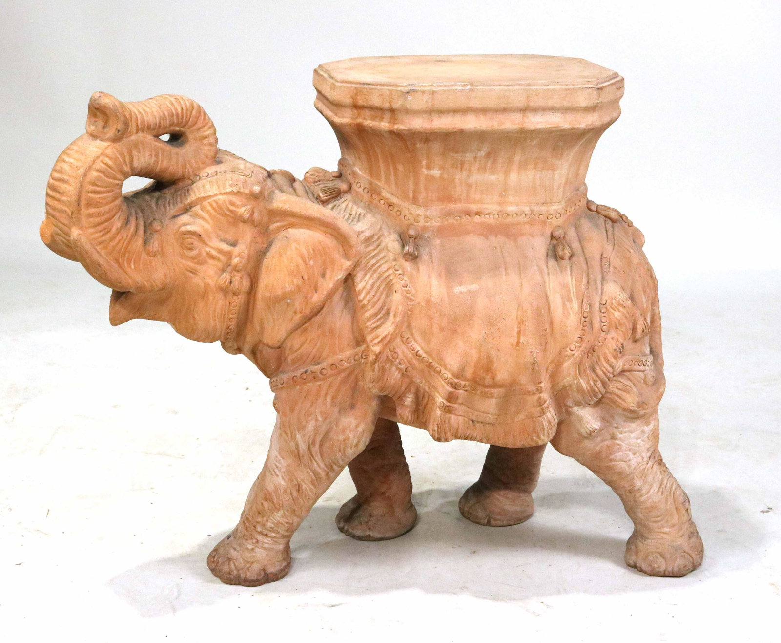 Terracotta Figural Elephant Garden Seat: 20th C. 22"h x 26"w x 12"d