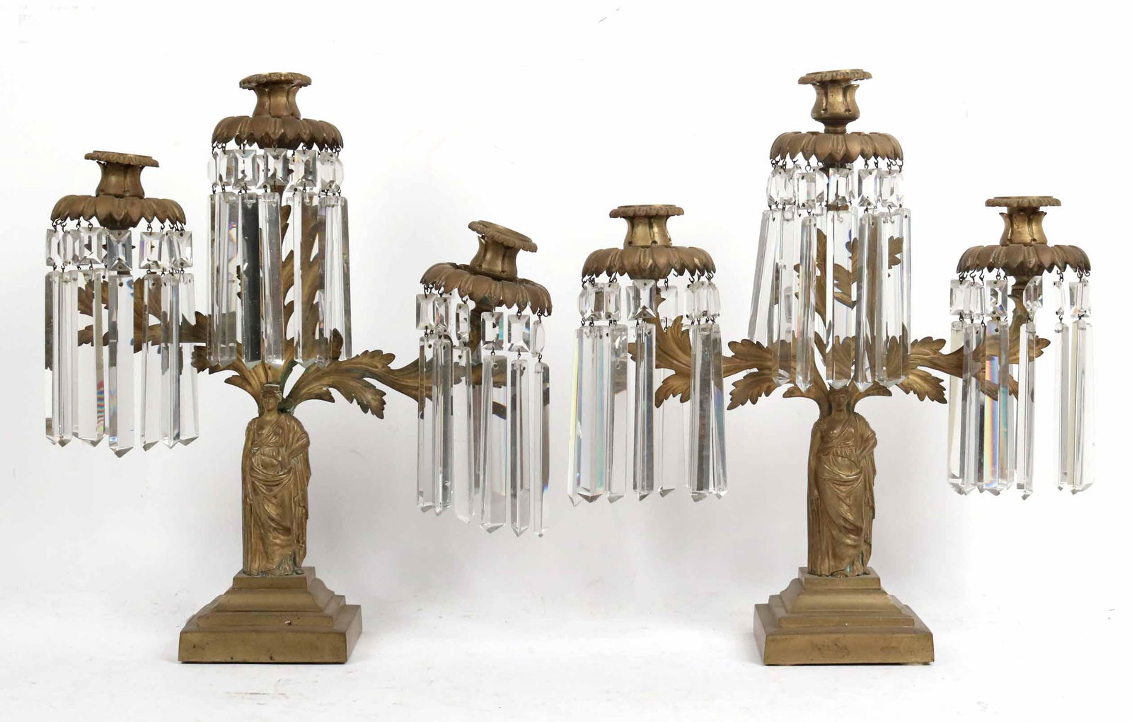 Pair Classical Figural Gilt Metal Candelabra (1 of 6)