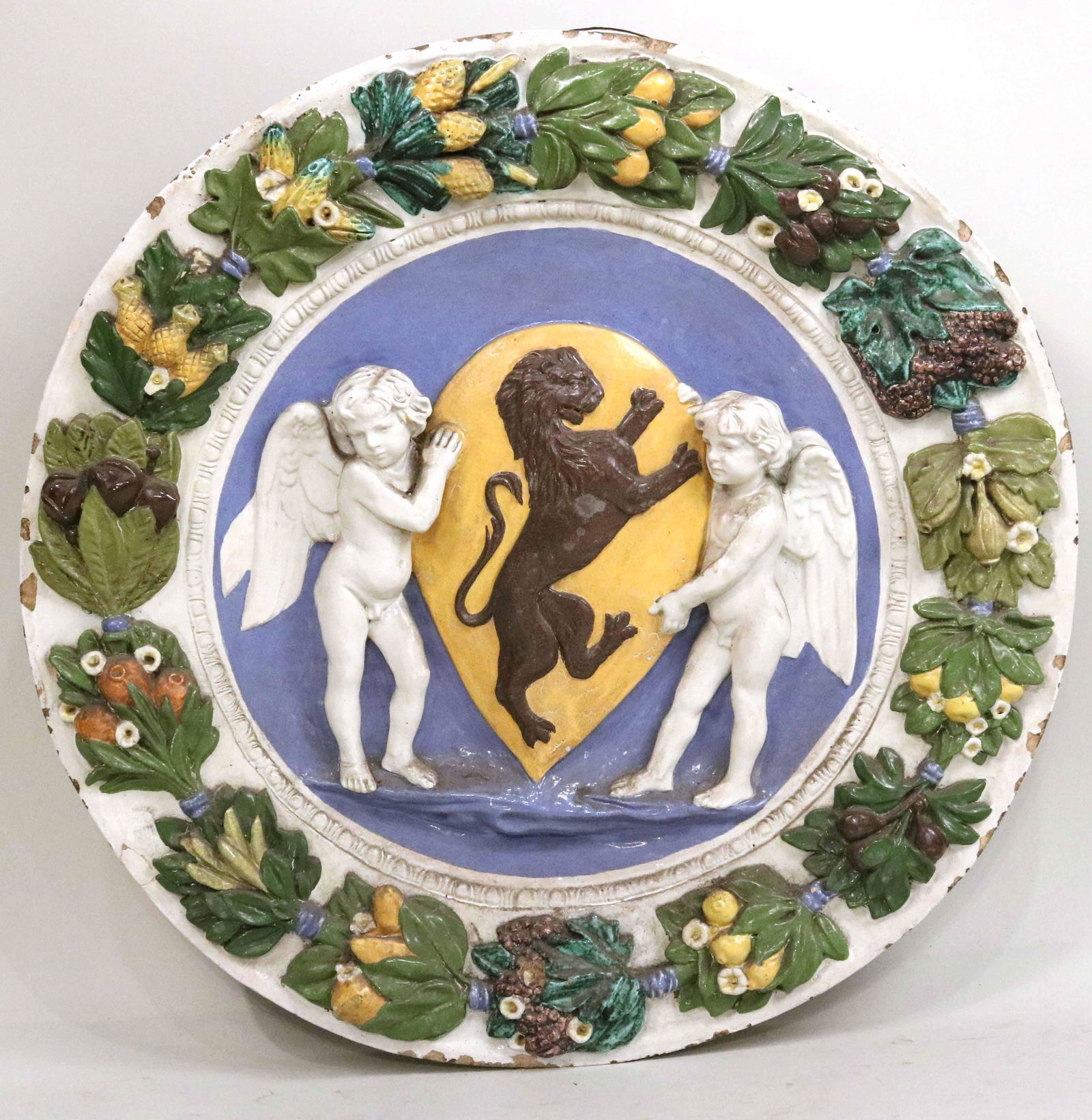 Polychrome Majolica Circular Wall Plaque (1 of 6)