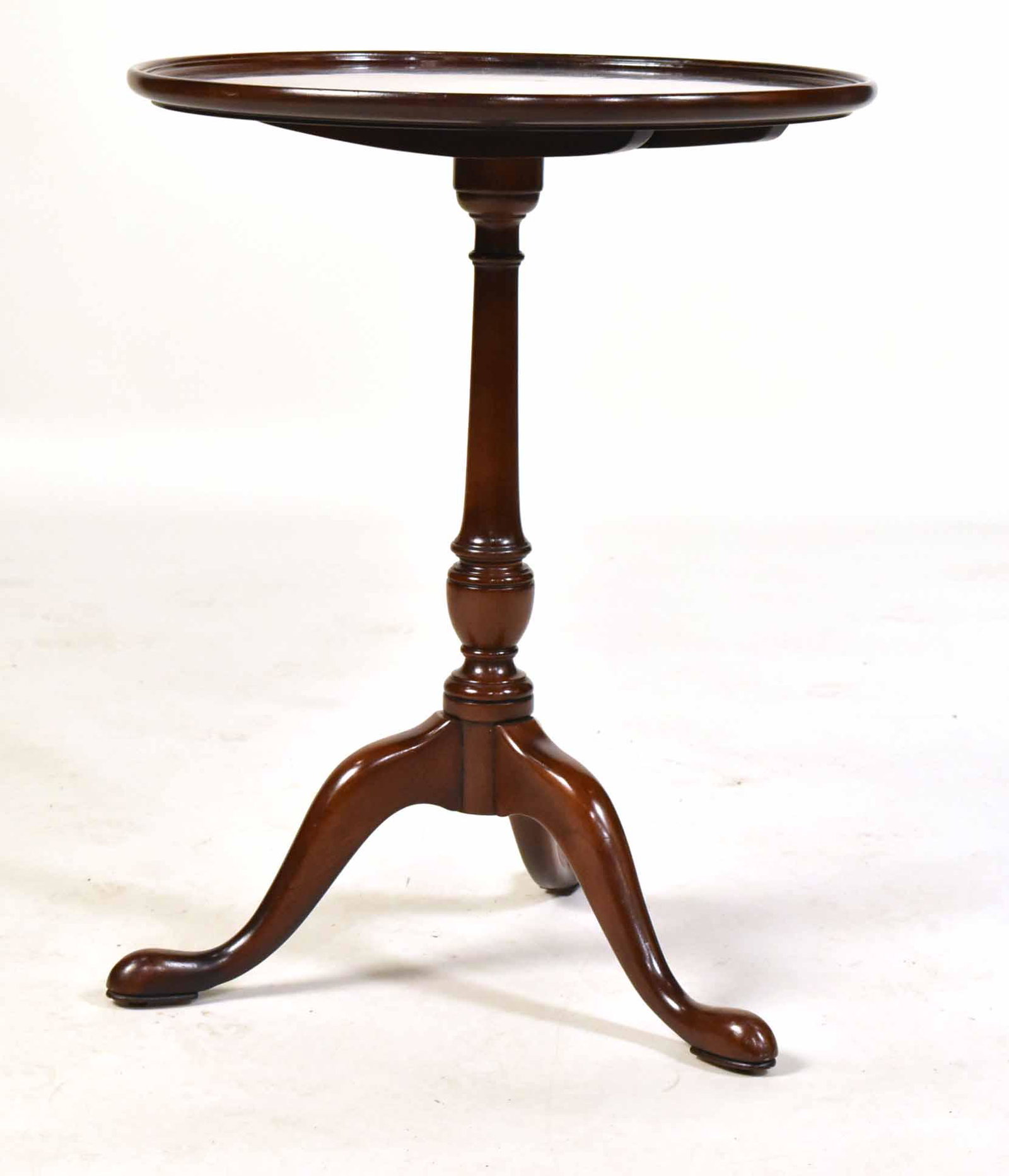 George III Style Mahogany Tilt-Top Candlestand: Marked "Old Towne" and dated. 26"h x 20-1/2"dia.