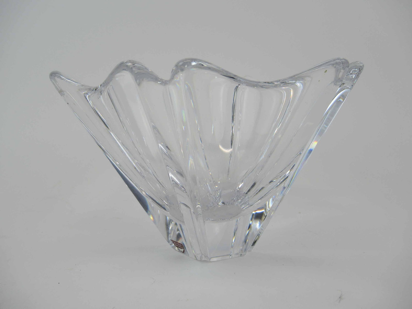 Orrefors Colorless Glass Center Bowl: Orrefors Colorless Glass Center Bowl. Used condition. 5"h x 8"dia.