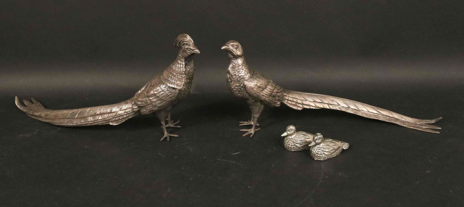 Pair of Silver Plated Pheasants (1 of 9)