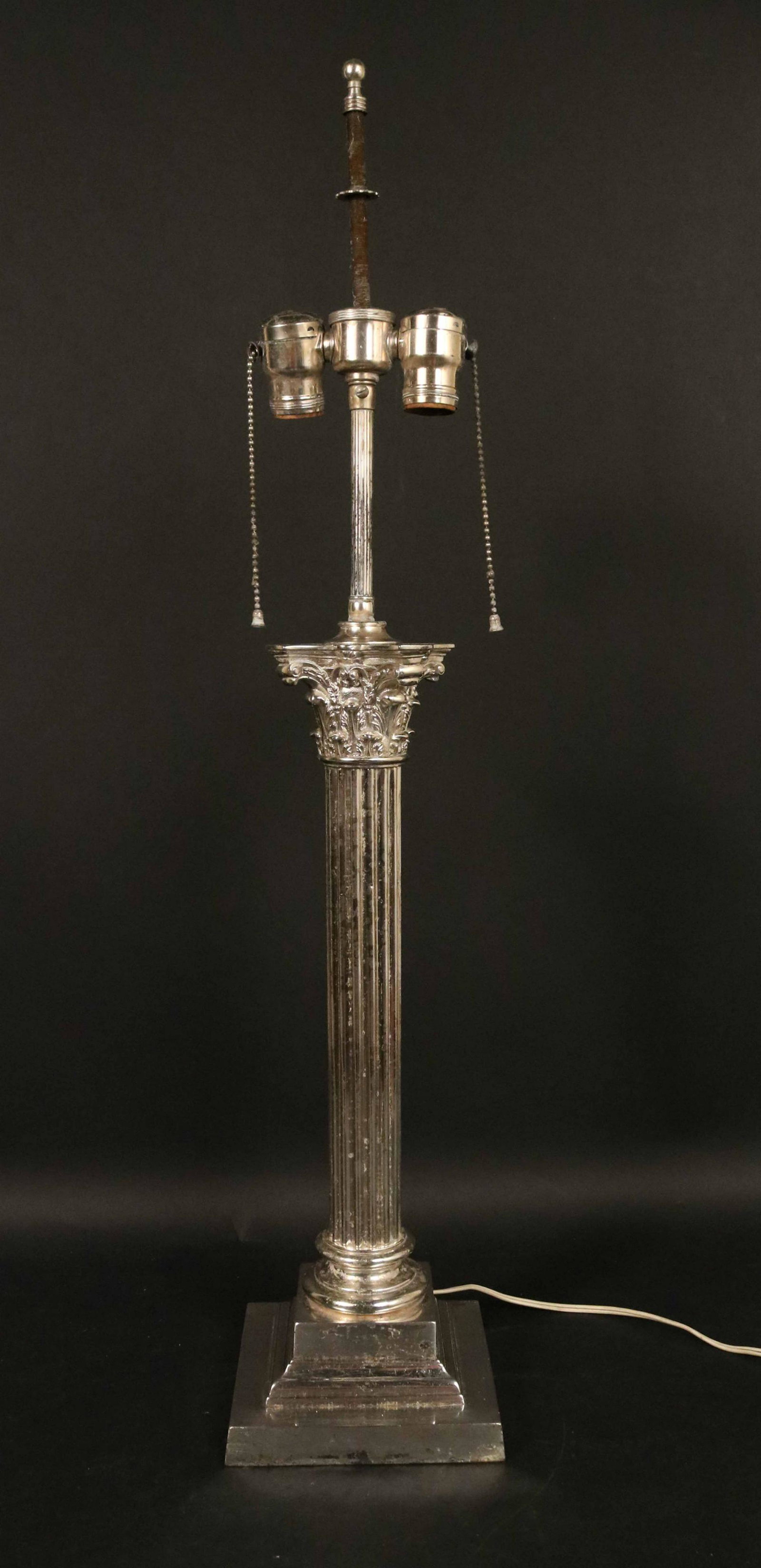 Silver Plated Columnar Table Lamp (1 of 4)