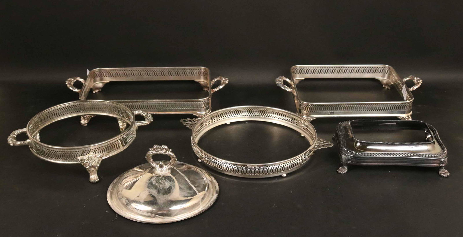 Five Silver Plated Chafing Dish Frames (1 of 4)