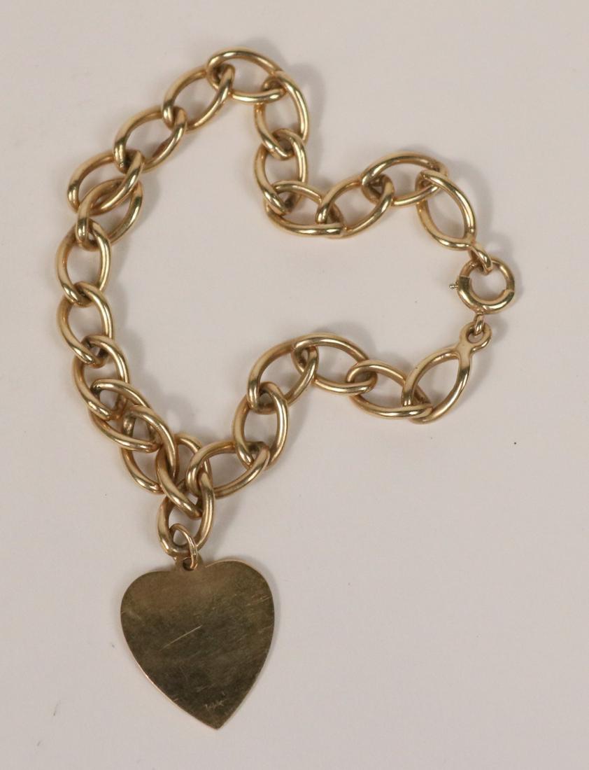 14K Gold Chain Bracelet with 14K Gold Heart Charm (1 of 3)