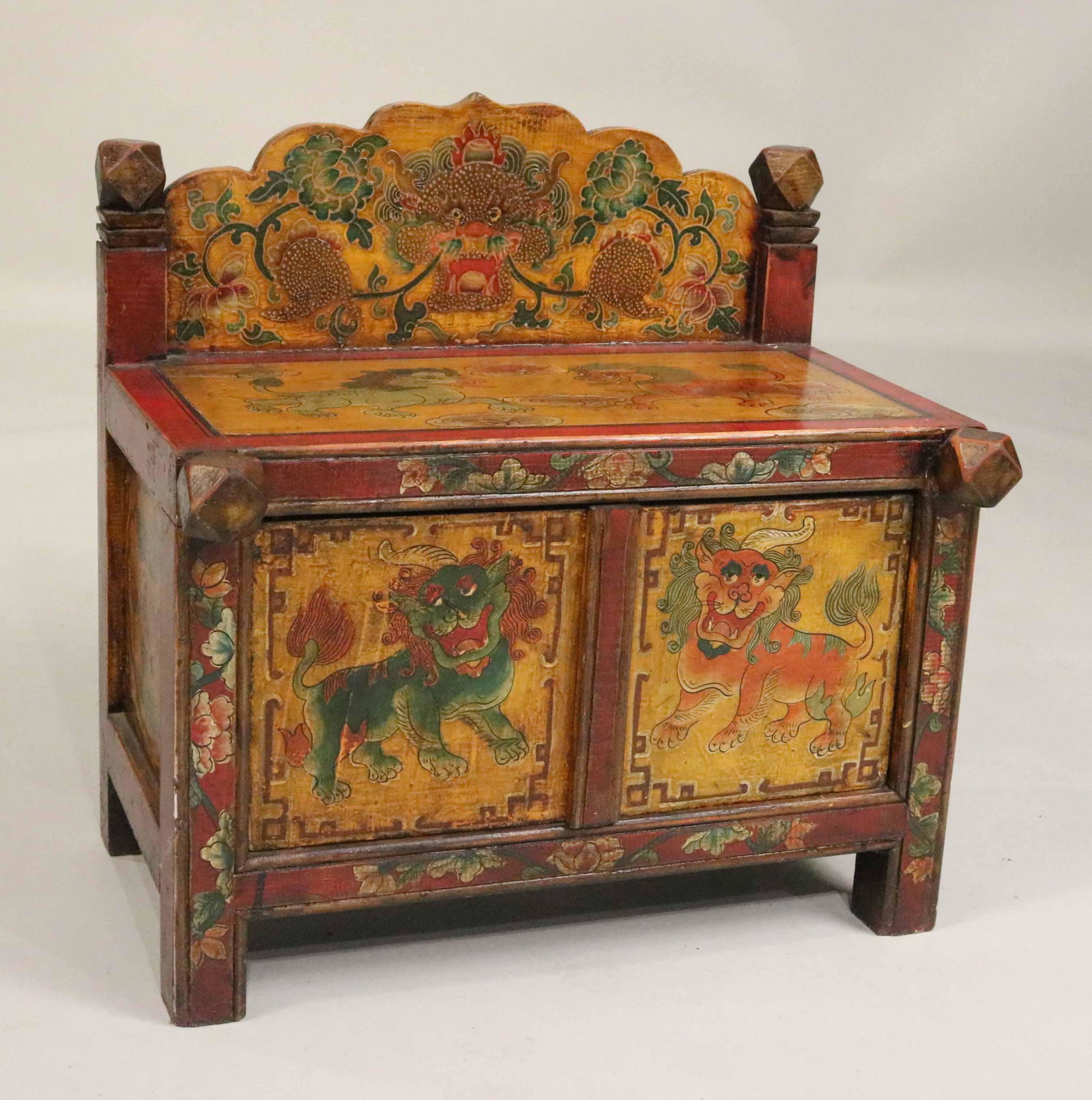 Painted & Polychrome-Decorated Diminutive Cabinet (1 of 6)