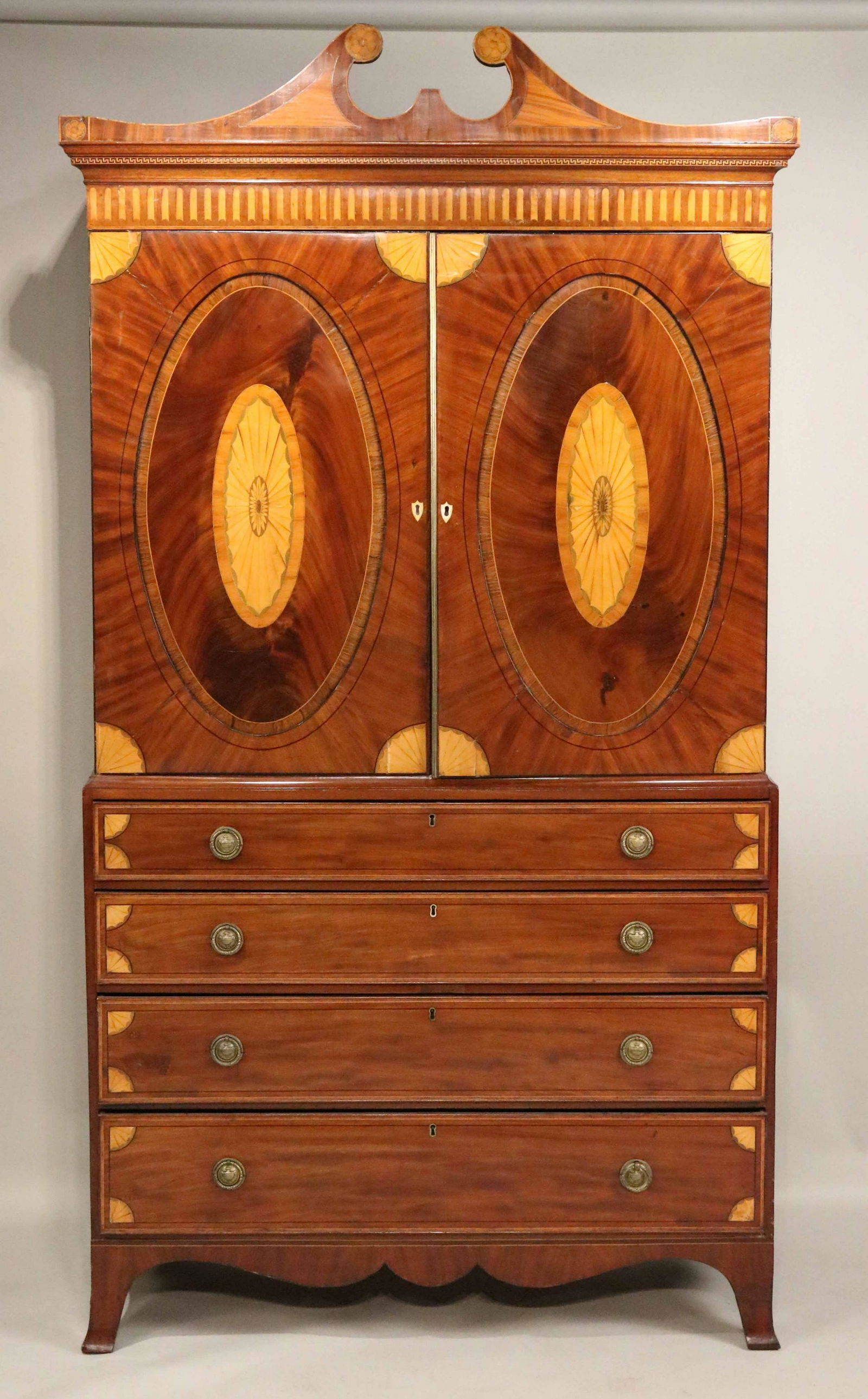 George III Inlaid Mahogany Linen Press (1 of 9)