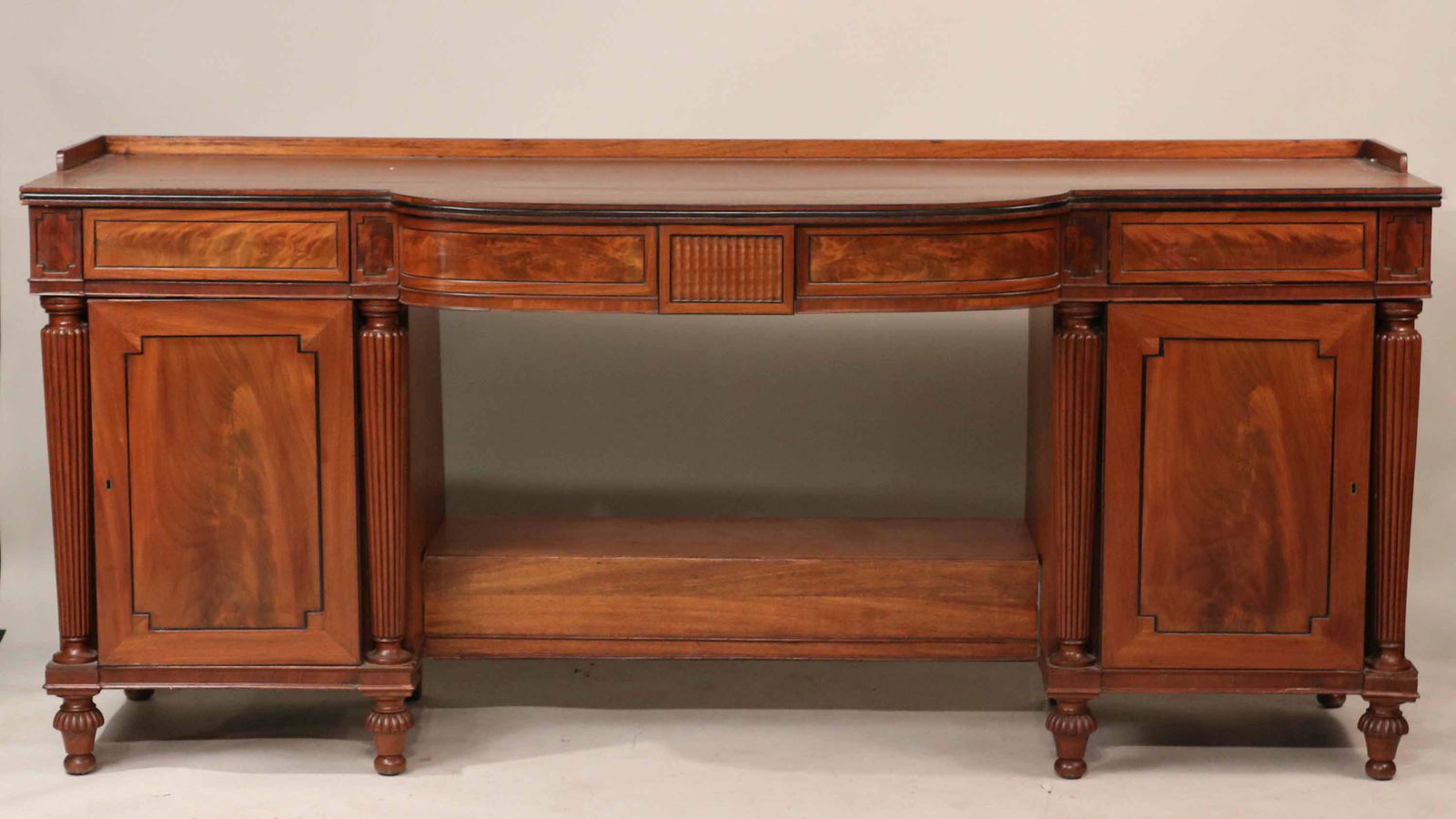 Regency Ebony-Inlaid Mahogany Pedestal Sideboard (1 of 15)
