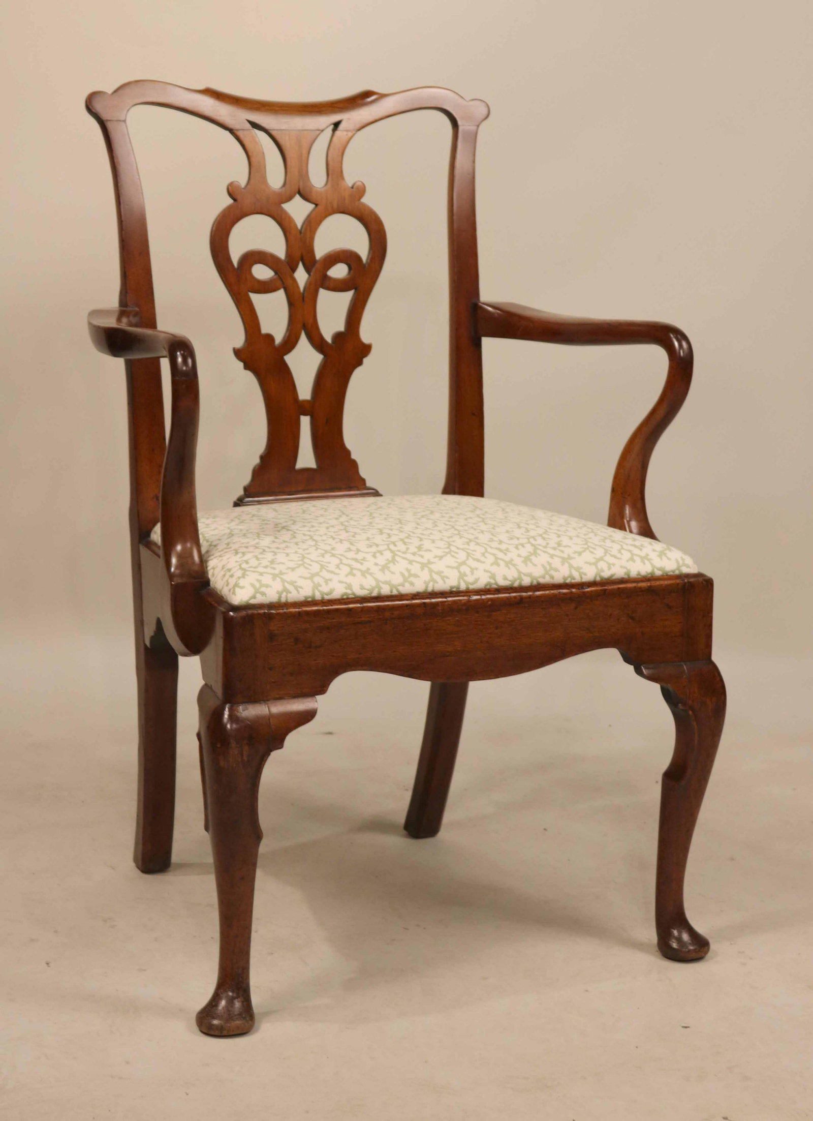 Chippendale Walnut Open Armchair (1 of 7)