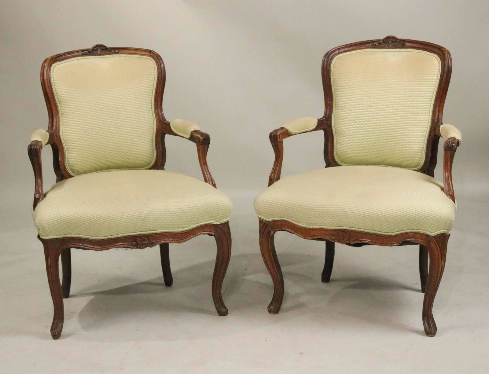 Pair of Louis XV Walnut Fauteuils (1 of 8)