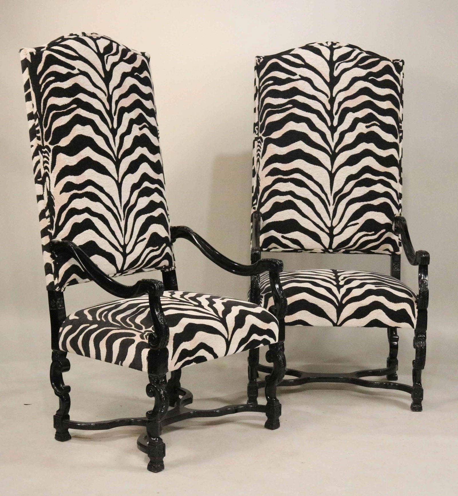 Pair of Baroque Style Upholstered Armchairs (1 of 5)