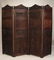 Baroque Style Incised Oak Four Panel Room Screen