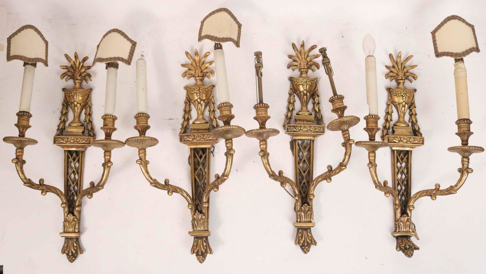 Four Neoclassical Style Bronze Two-Light Sconces (1 of 10)