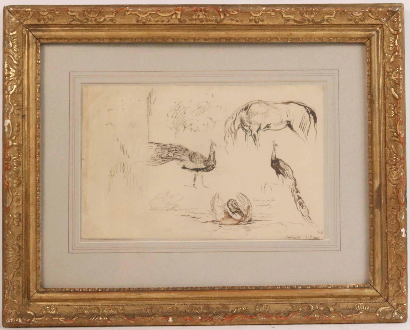 Eugene Delacroix, Ink on Paper Studies of Animals (1 of 11)