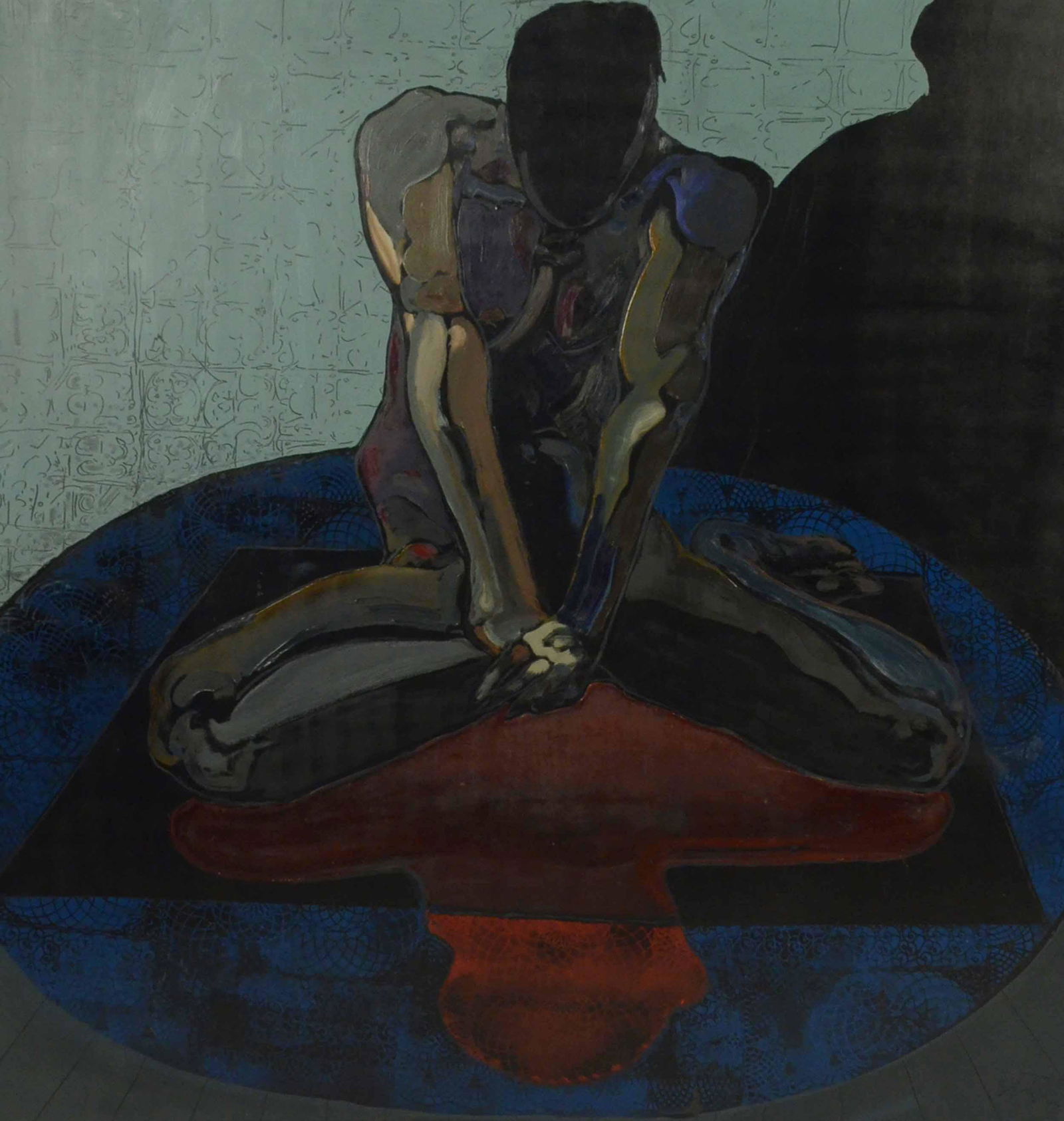 Oil on Panel, Abstract Seated Man, Jan Stussy (1 of 8)