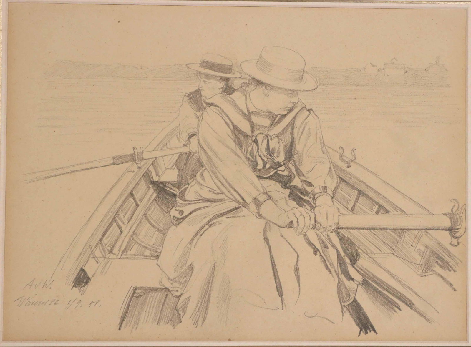 Pencil on Paper, Ladies in a Rowboat (1 of 5)
