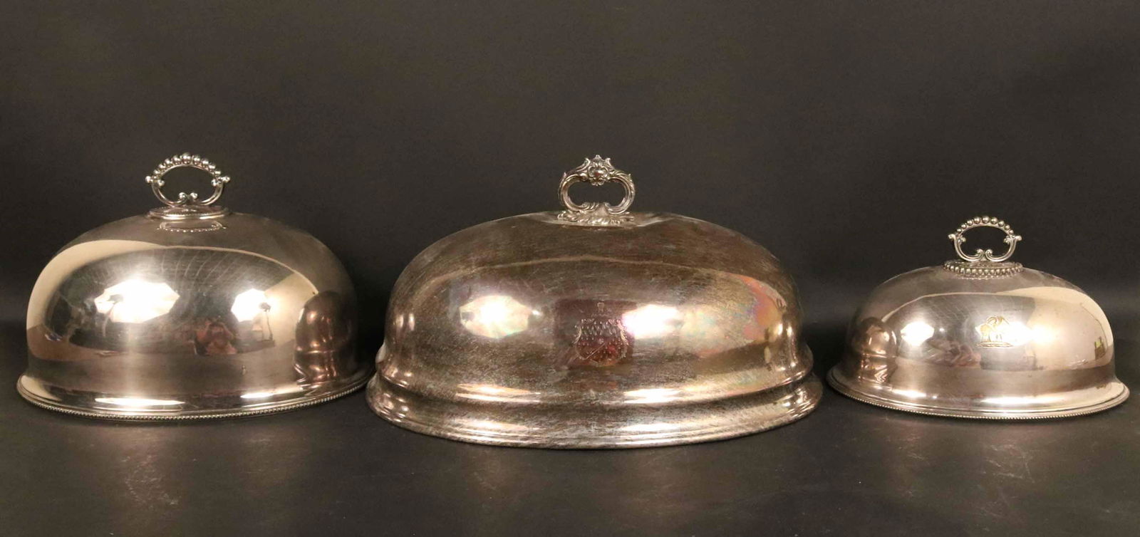 Three Silver Plated Sheffield Dome Covers (1 of 4)