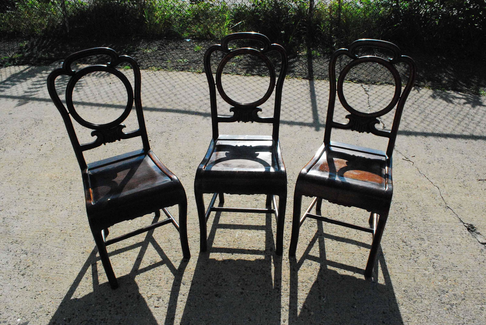 Set of Three Asian Hardwood Side Chairs (1 of 16)