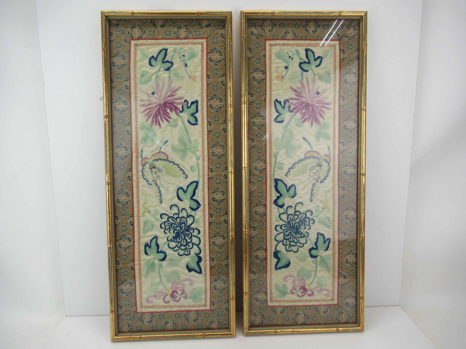 Two Asian Mirror Image Silk Embroidery Panels (1 of 7)