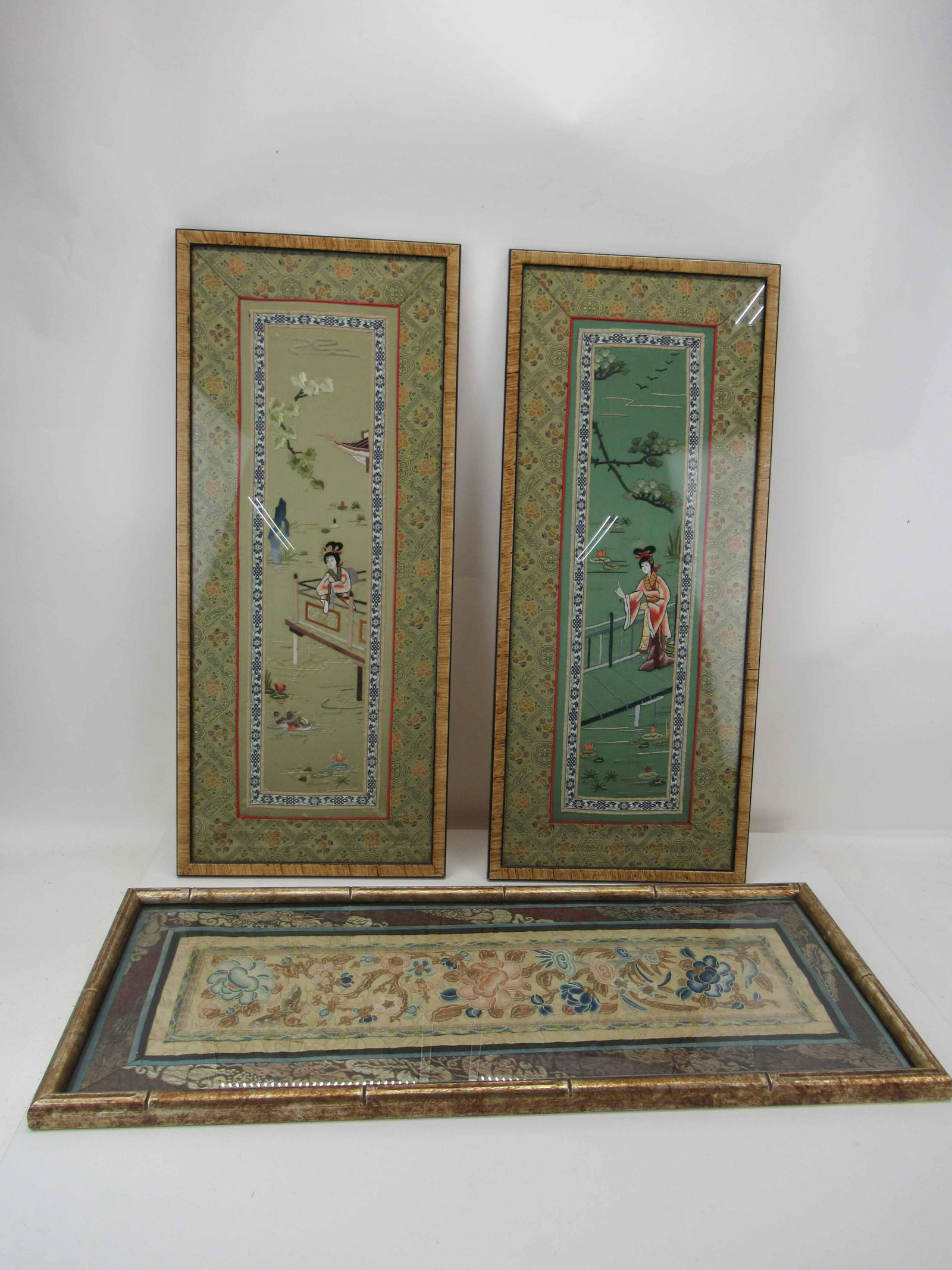 Two Japanese Silk Embroidered Panels of Geishas (1 of 6)