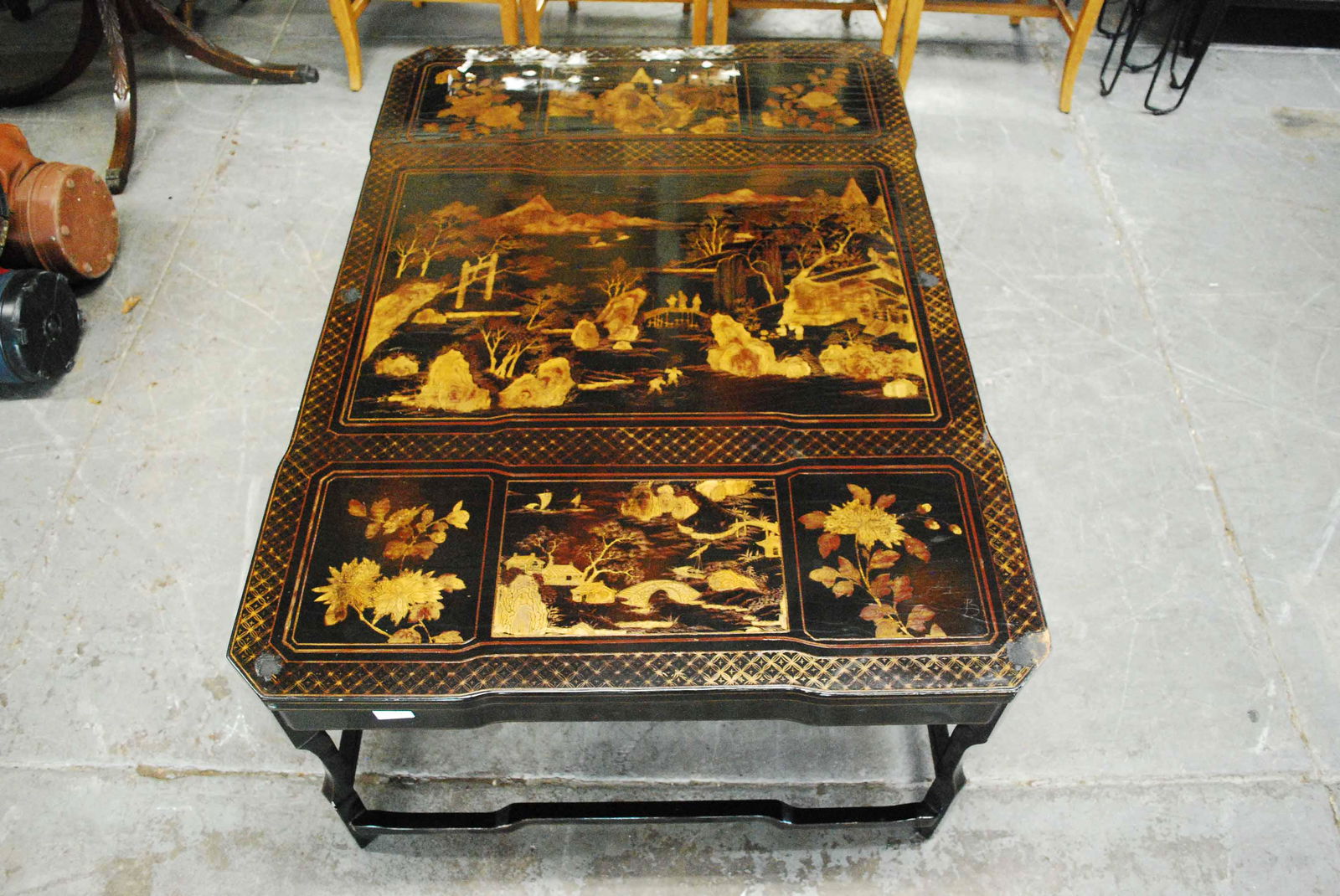 Asian Style Black Lacquered Low Table (1 of 11)
