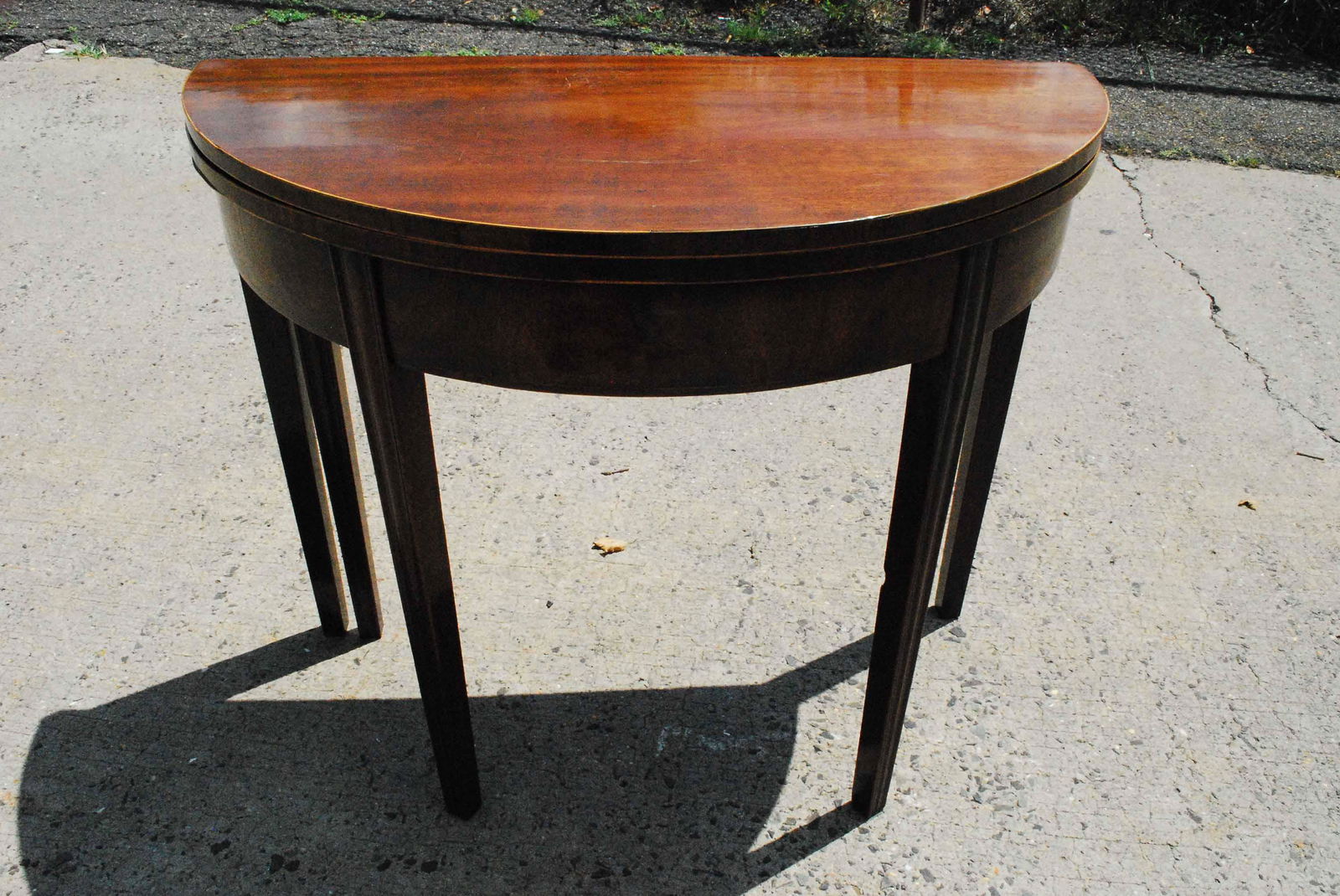 Antique Mahogany Demilune Flip Top Table (1 of 12)