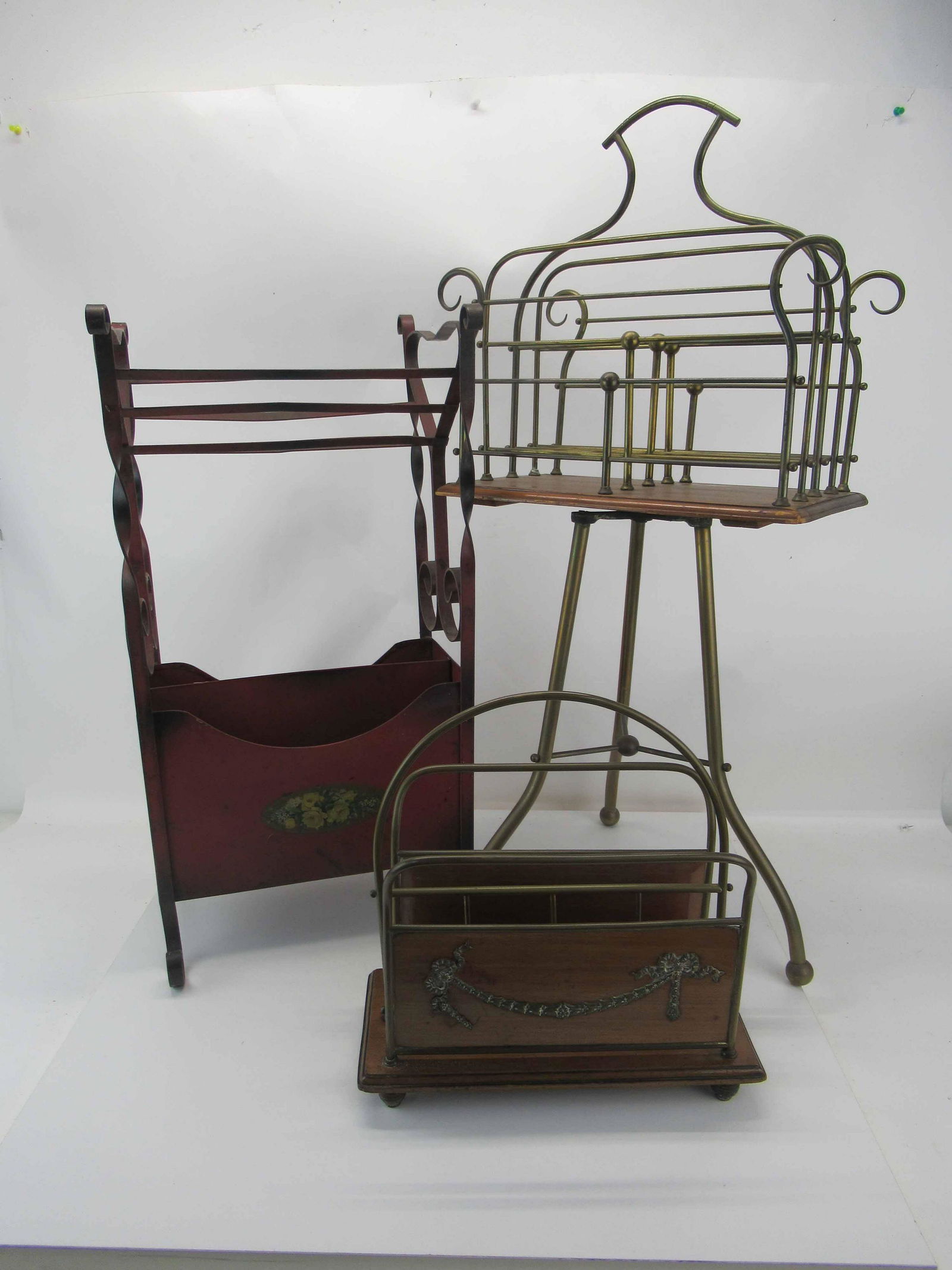 Antique Brass Newspaper Magazine Stand (1 of 6)