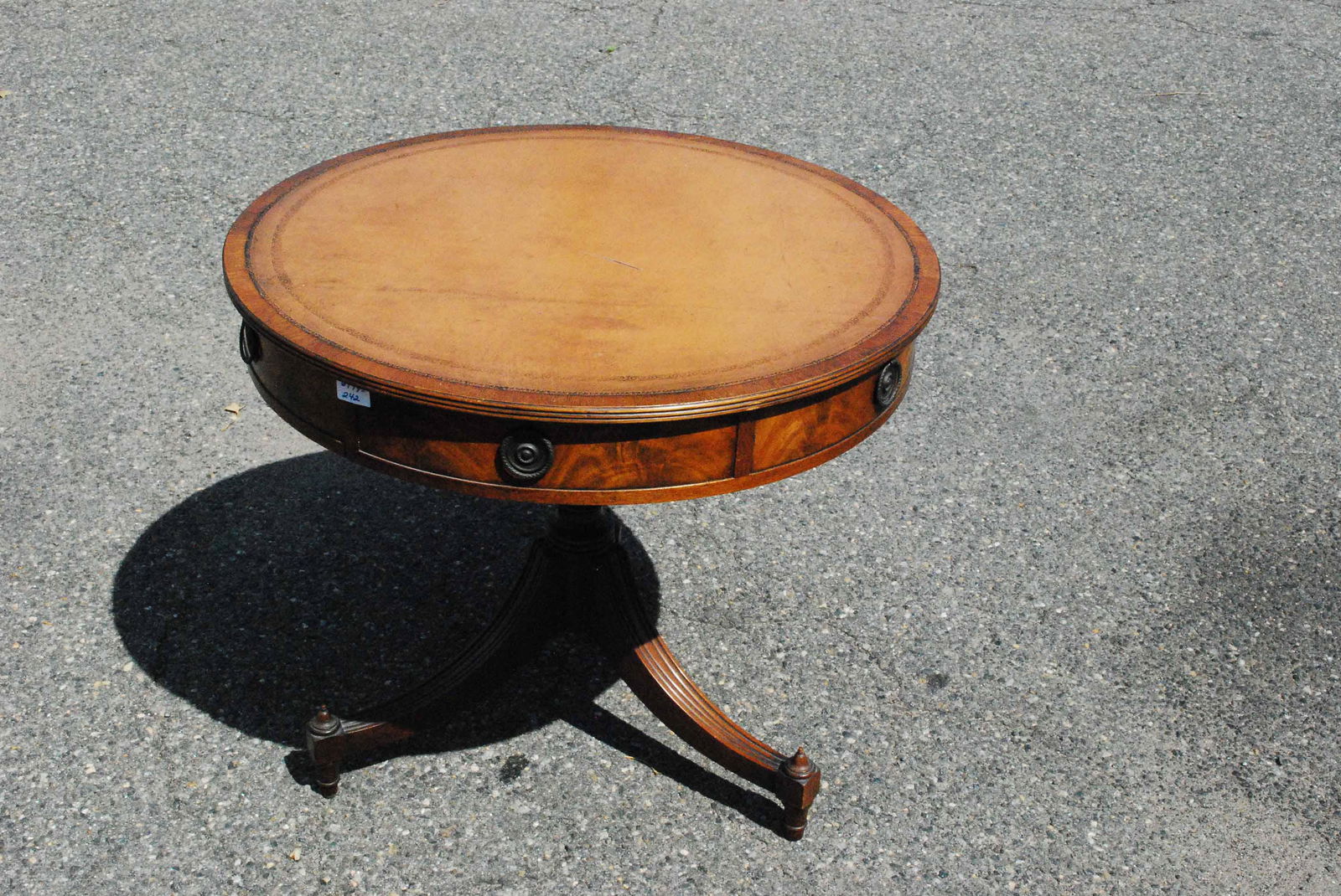Leather Top Mahogany Drum Table (1 of 4)