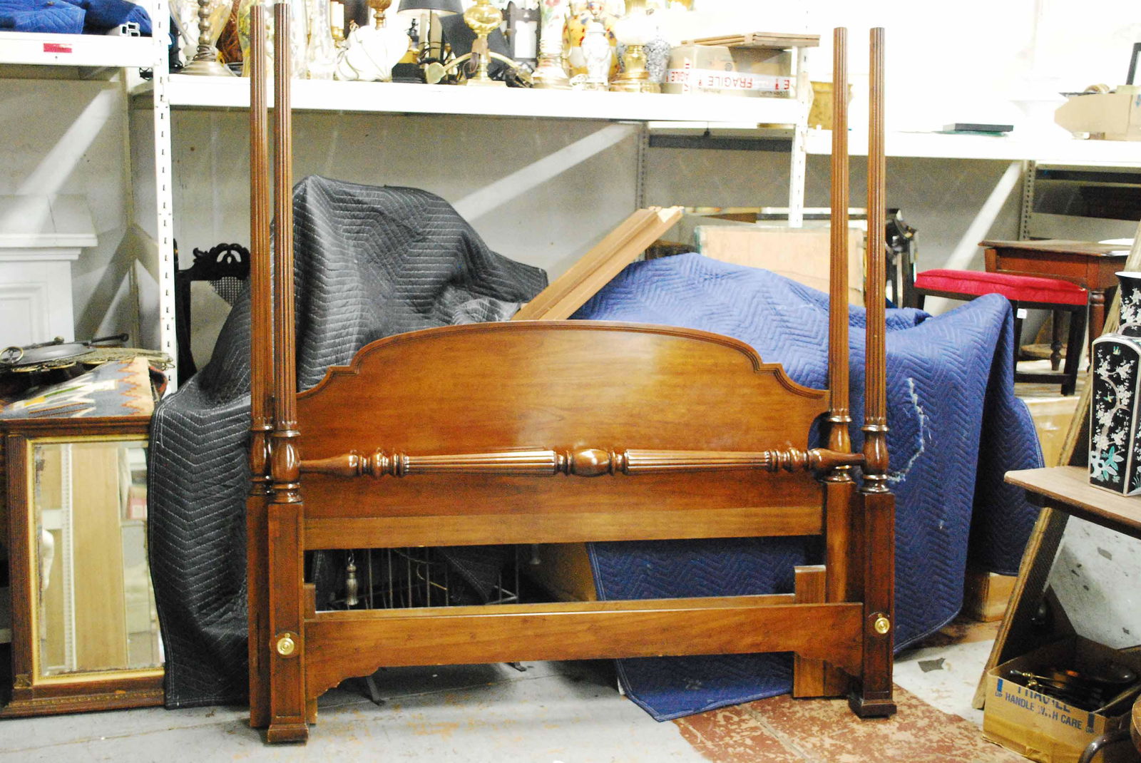 Cherrywood Stained Queen Size Poster Bed (1 of 4)