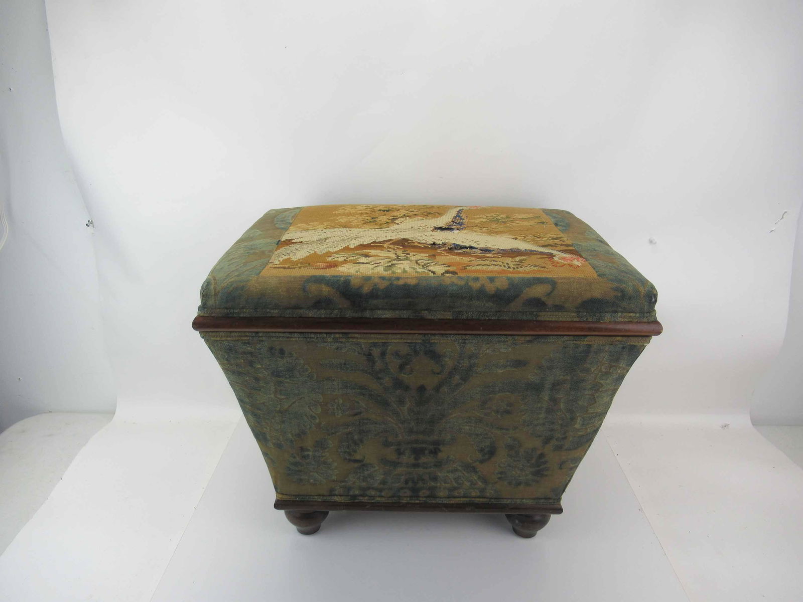 Victorian Style Hinged Lid Needlework Box Stool (1 of 5)