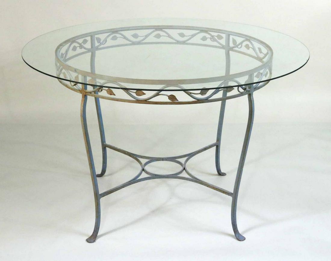 Blue-Painted Wrought-Iron Glass Top Table (1 of 5)