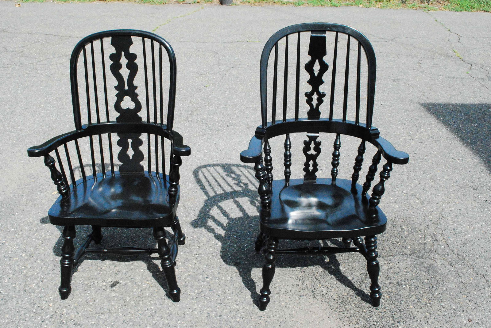 Pair of Black Painted Captain's Chairs (1 of 6)
