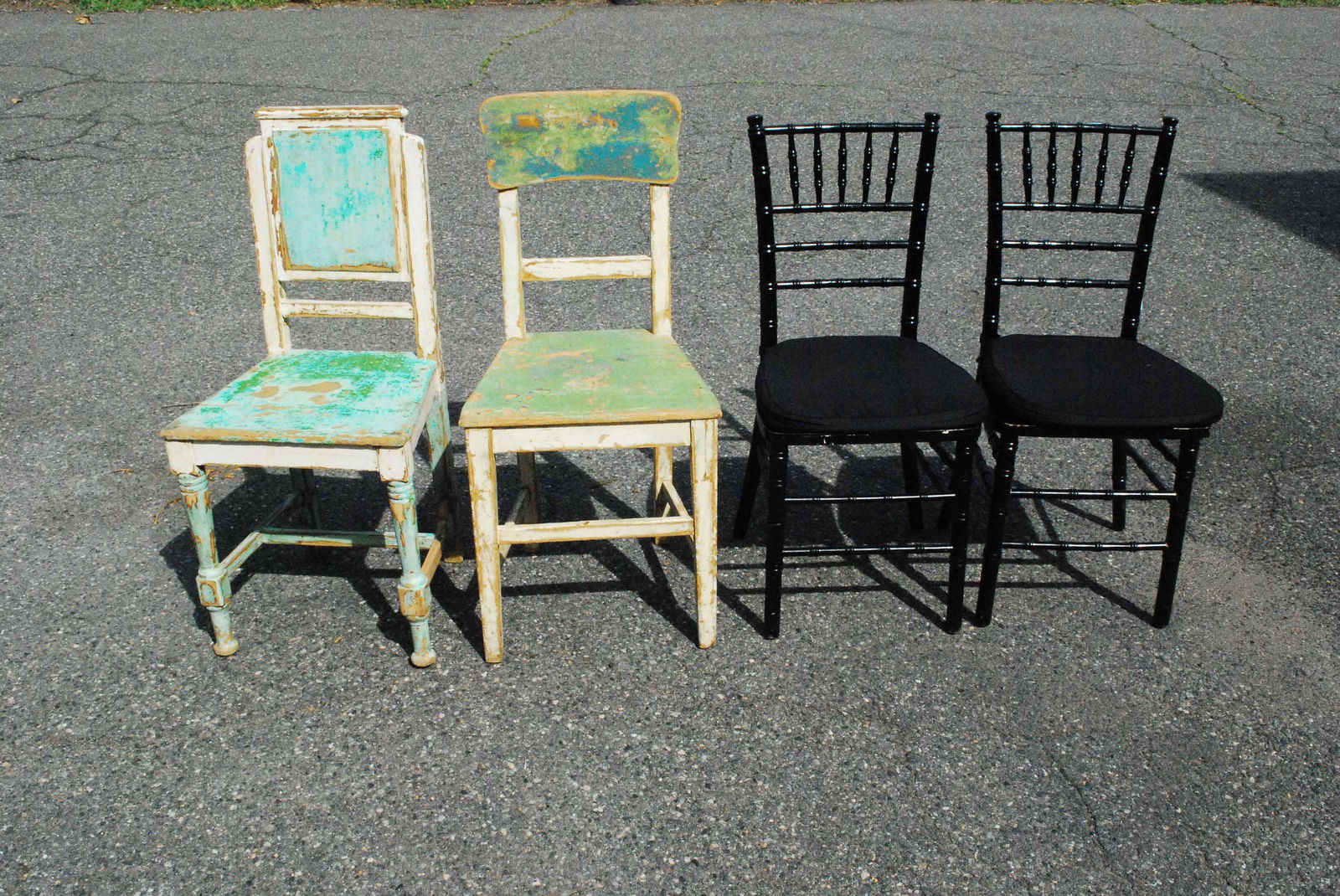 Two Antique Pine Painted Side Chairs (1 of 6)
