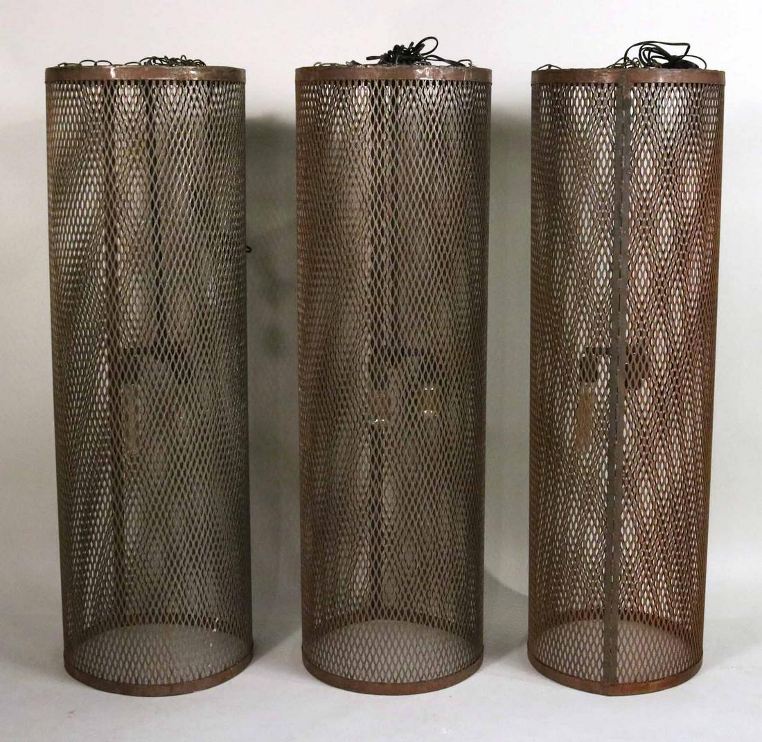 Three Modern Steel Three-Light Ceiling Fixtures (1 of 4)