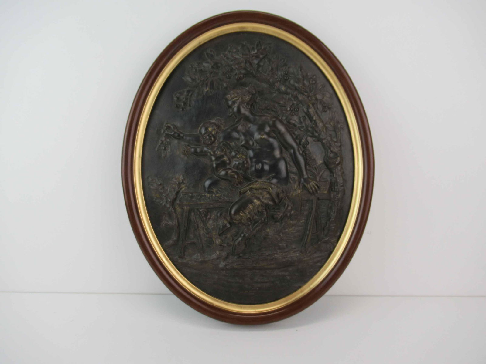 French Cast Bronze Bas Relief Satyr Faun Plaque (1 of 4)