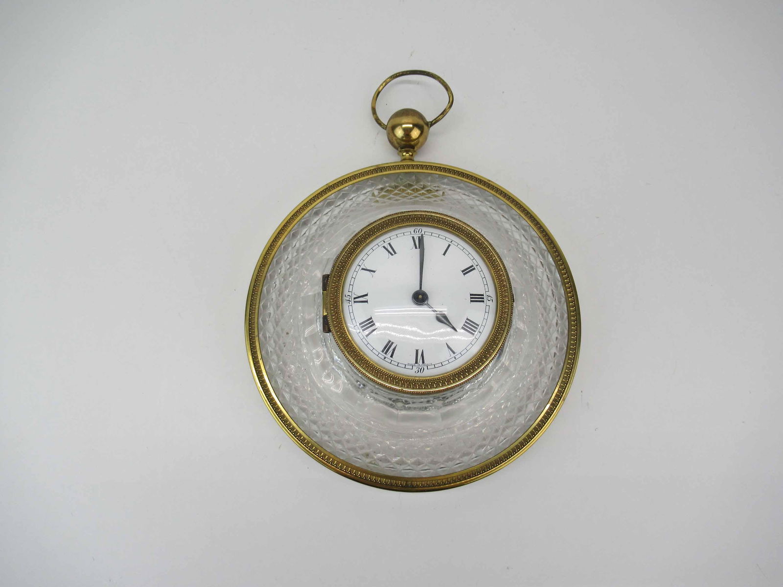 Charles Hour French Crystal and Brass Wall Clock (1 of 10)