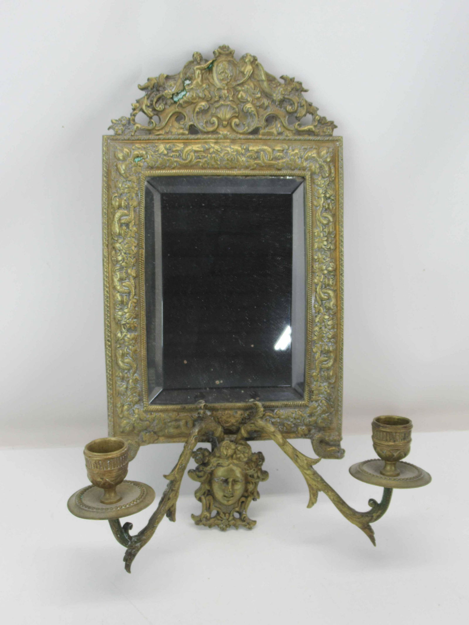 Victorian Bronze Two-Light Mirrored Wall Sconce (1 of 5)