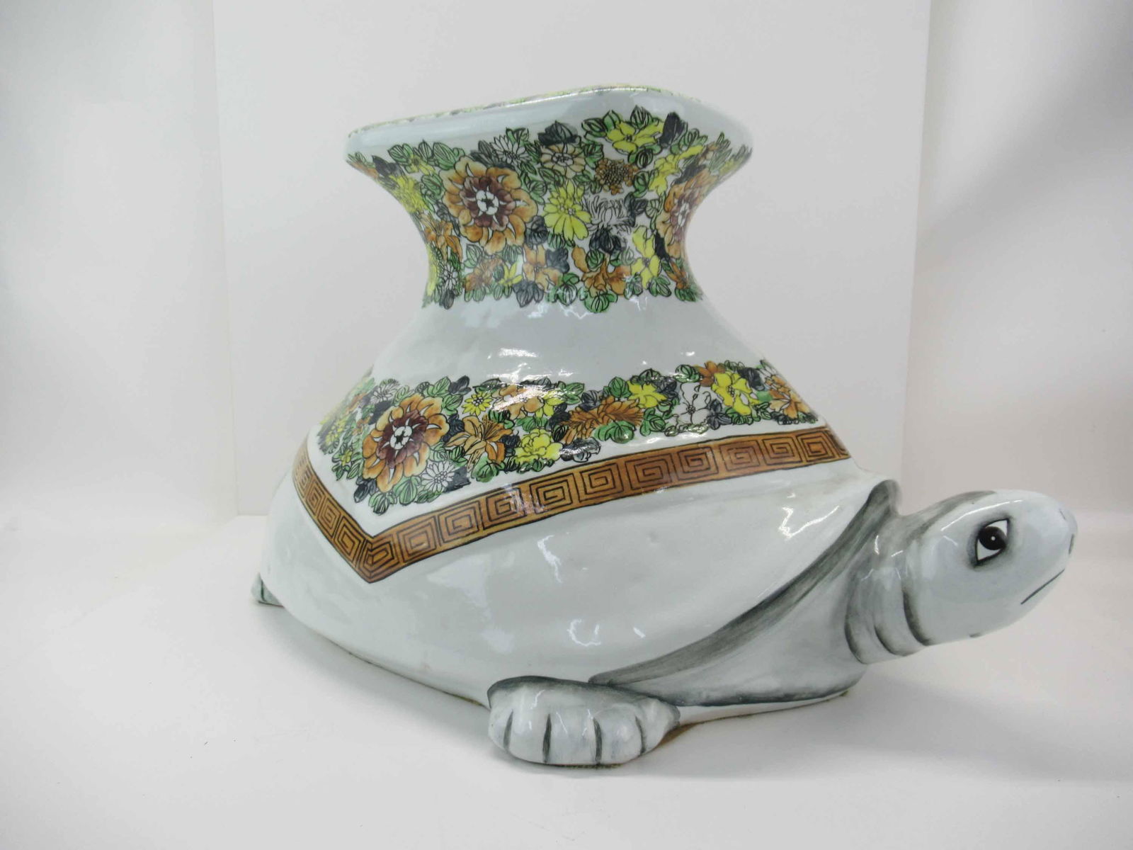 Vintage Ceramic Turtle Floral Garden Stool (1 of 11)
