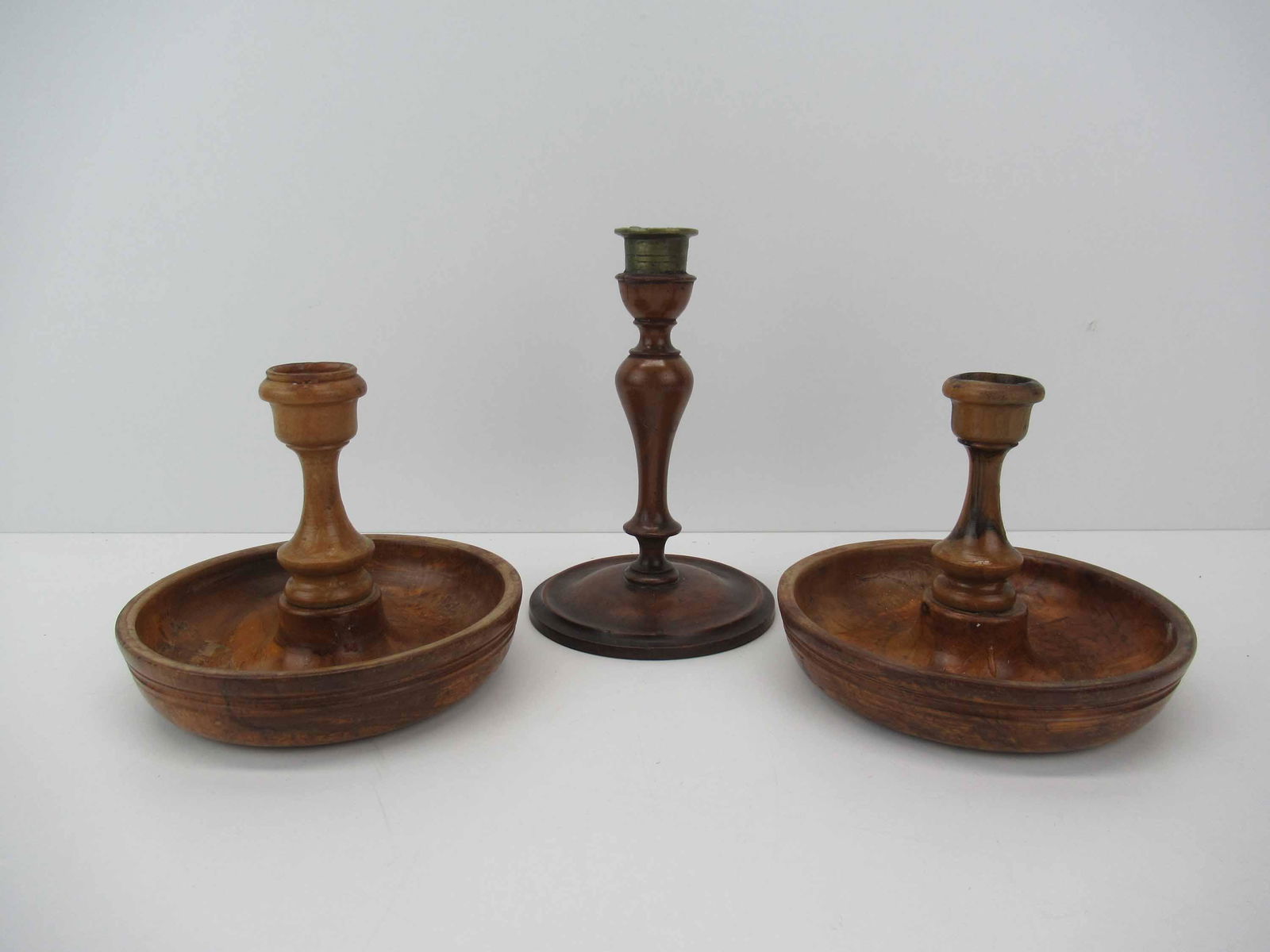Three Treenware Candlestick Holders (1 of 6)