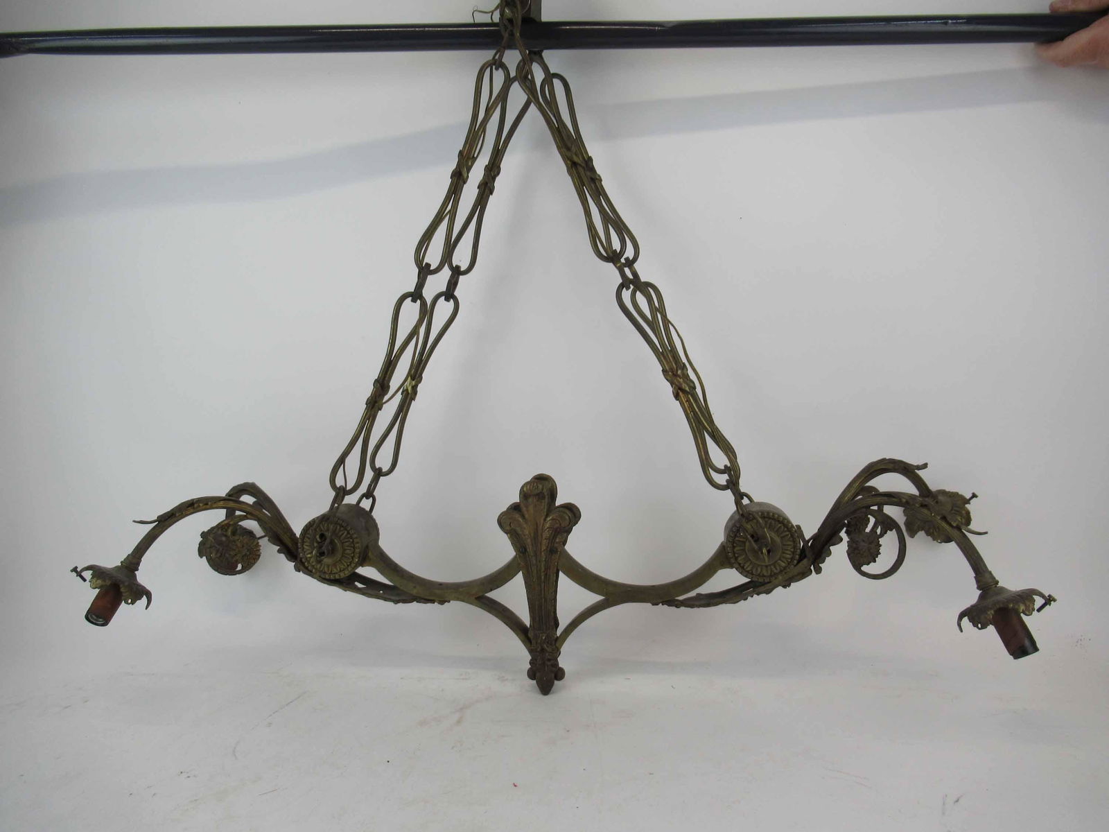Art Nouveau Style Bronze 4 Light Hanging Fixture (1 of 5)