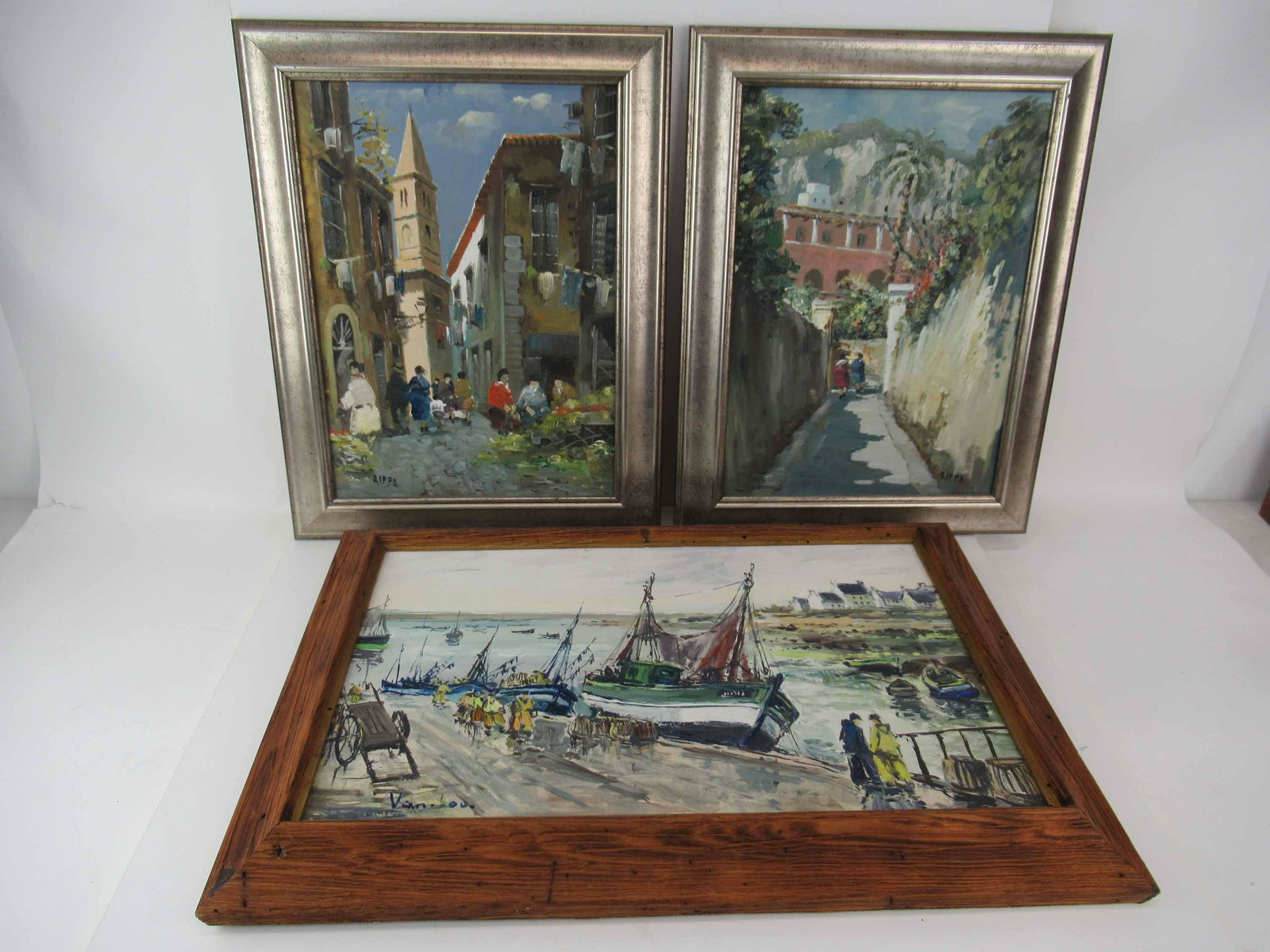 Two Continental Oil on Board Village Scenes (1 of 7)