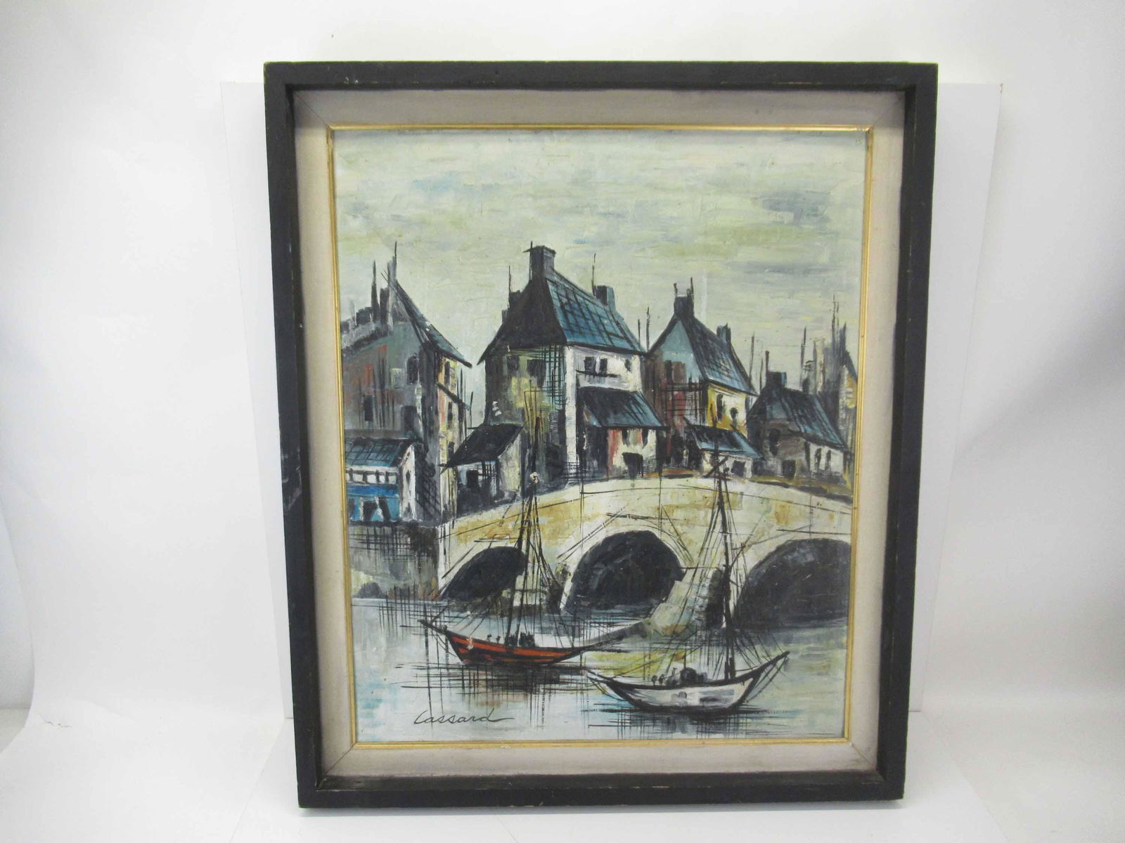 Oil on Canvas of River Side Village Scene (1 of 5)